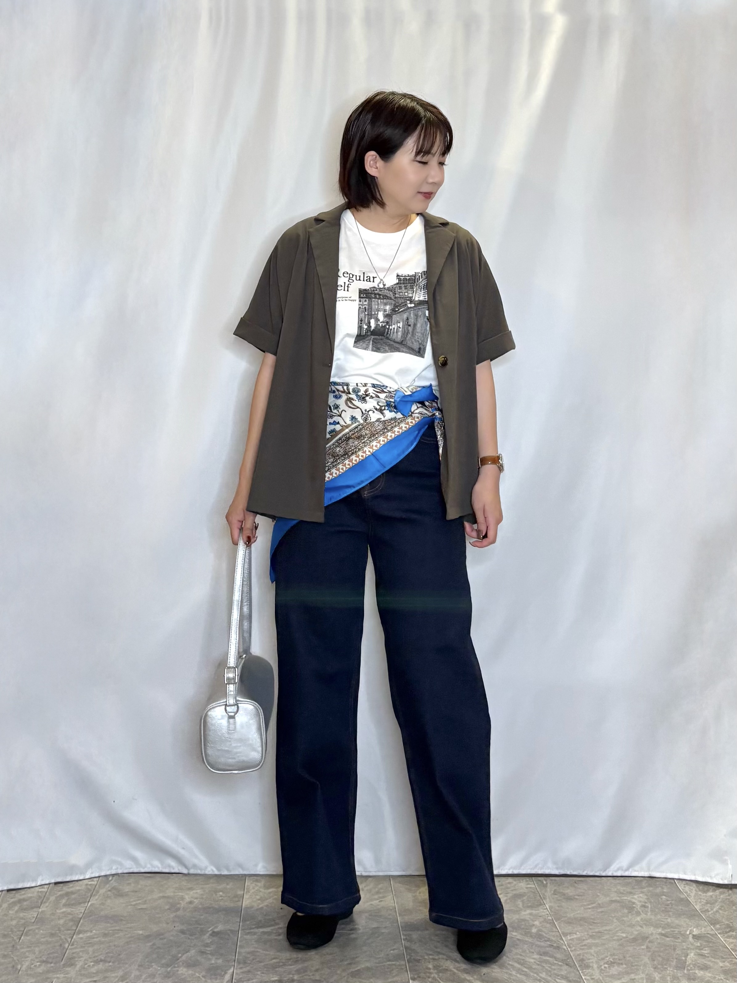 ネリさんの「SHOO･LA･RUE｜【高レビュー/洗濯機可/セットアップ可】軽凛(かろりん) ひんやり半袖ジャケット」を使ったコーディネート