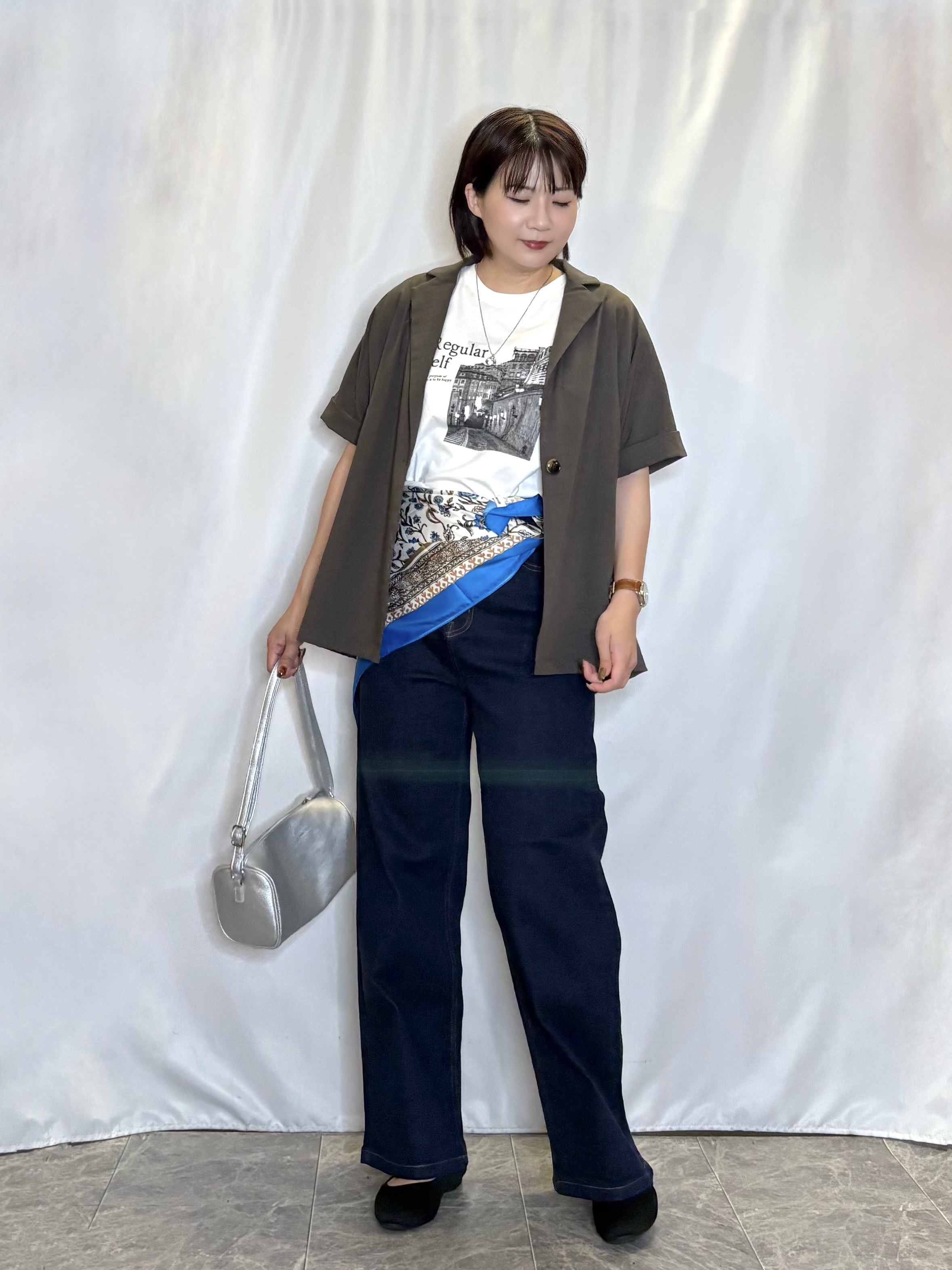 ネリさんの「SHOO･LA･RUE｜【高レビュー/洗濯機可/セットアップ可】軽凛(かろりん) ひんやり半袖ジャケット」を使ったコーディネート