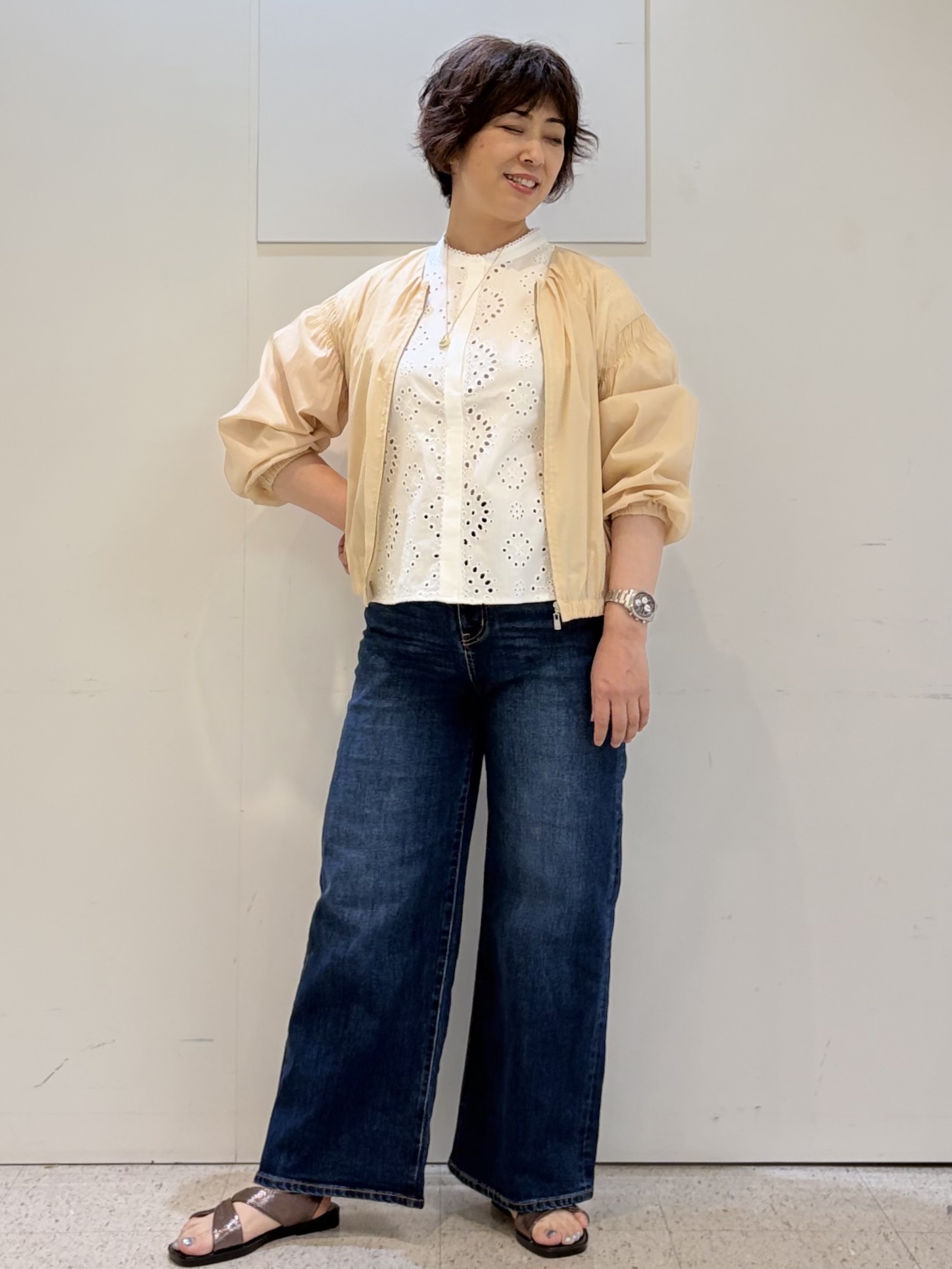 ヤスコさんの「Reflect｜フロントファスナーシアーブルゾン」を使ったコーディネート