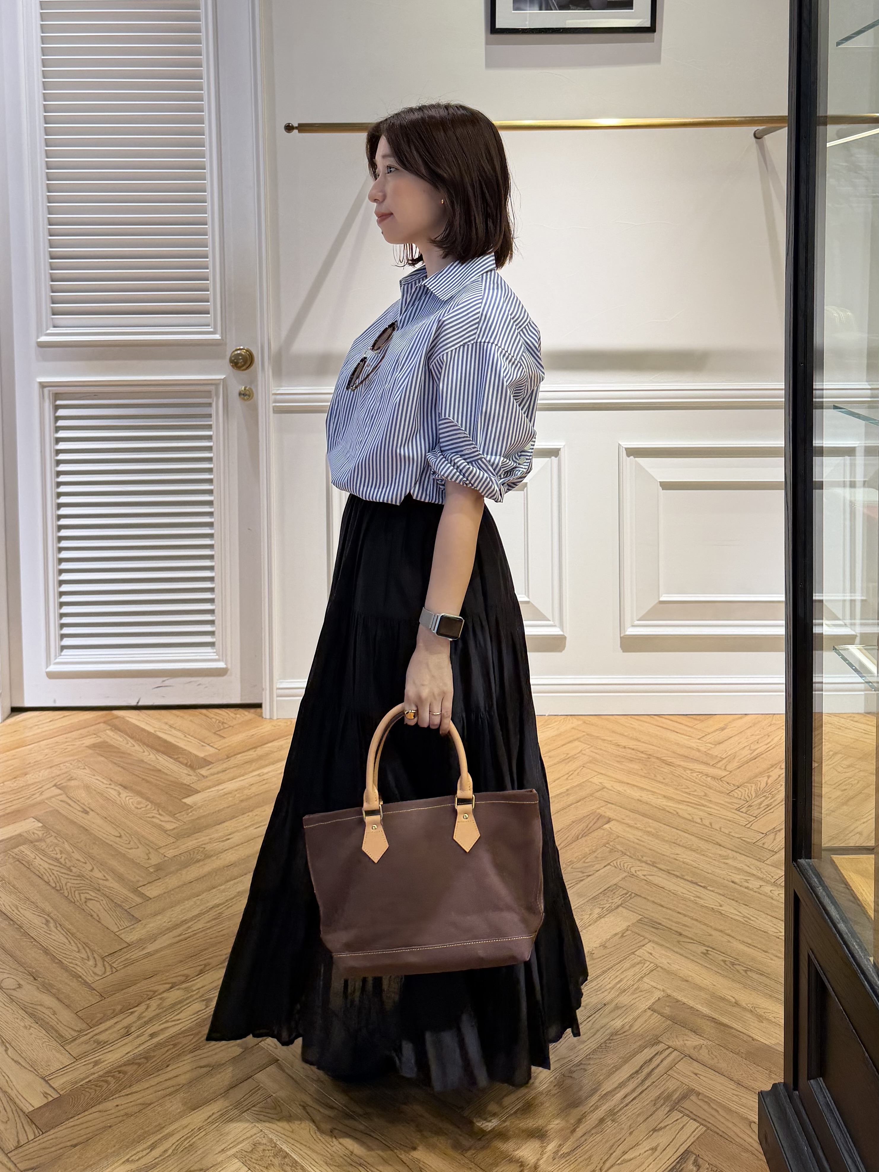 つじ まこさんの「DRESSTERIOR｜【接触冷感/UVカット/着回し】スキッパーブラウス」を使ったコーディネート