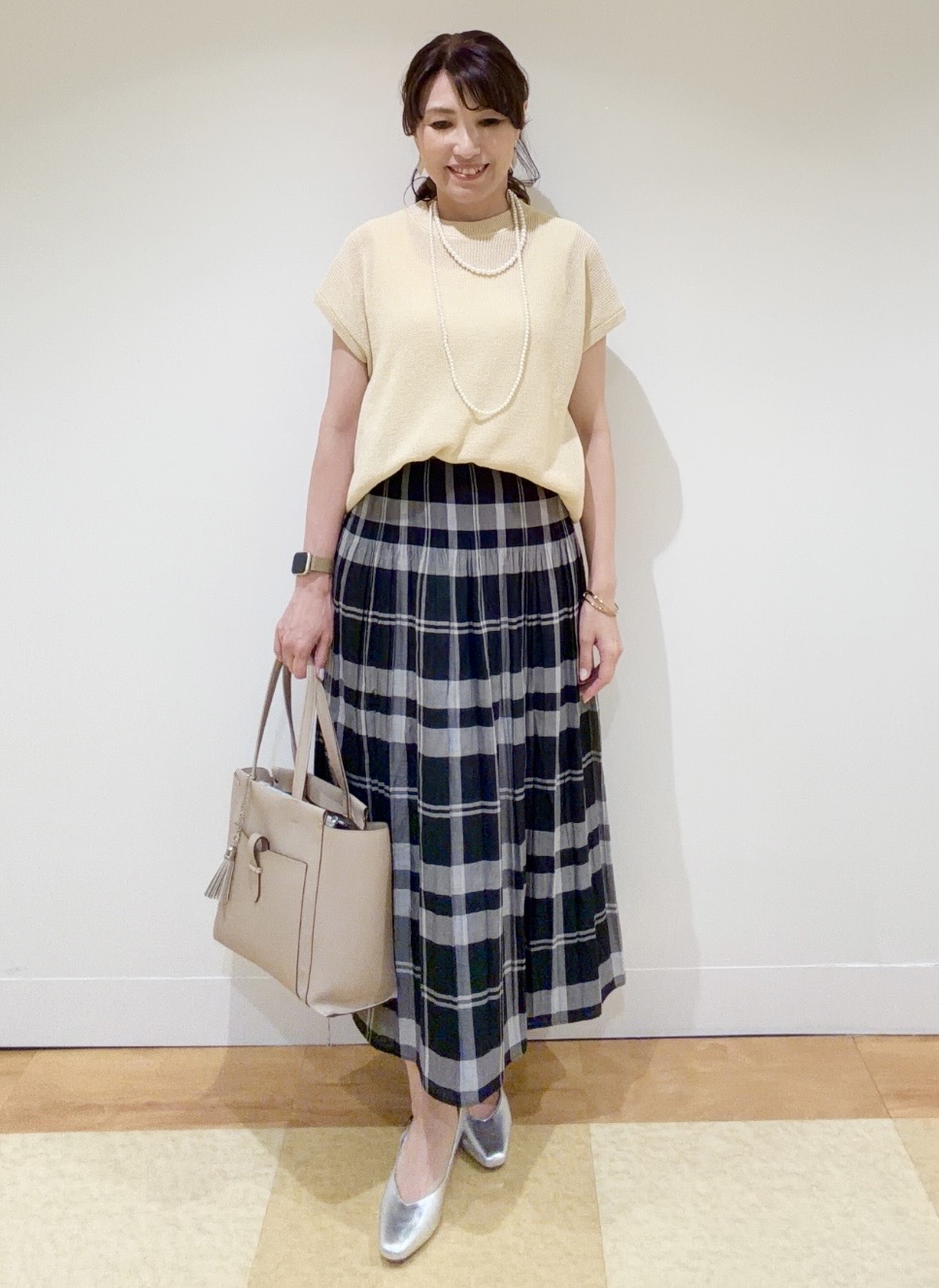 ayaさんの「Reflect｜【レイヤードにおすすめ◎】畦編みフレンチスリーブトップス」を使ったコーディネート