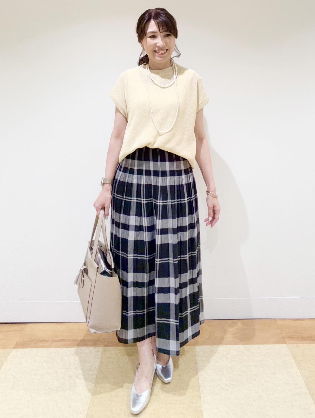 ayaさんの「Reflect｜【レイヤードにおすすめ◎】畦編みフレンチスリーブトップス」を使ったコーディネート
