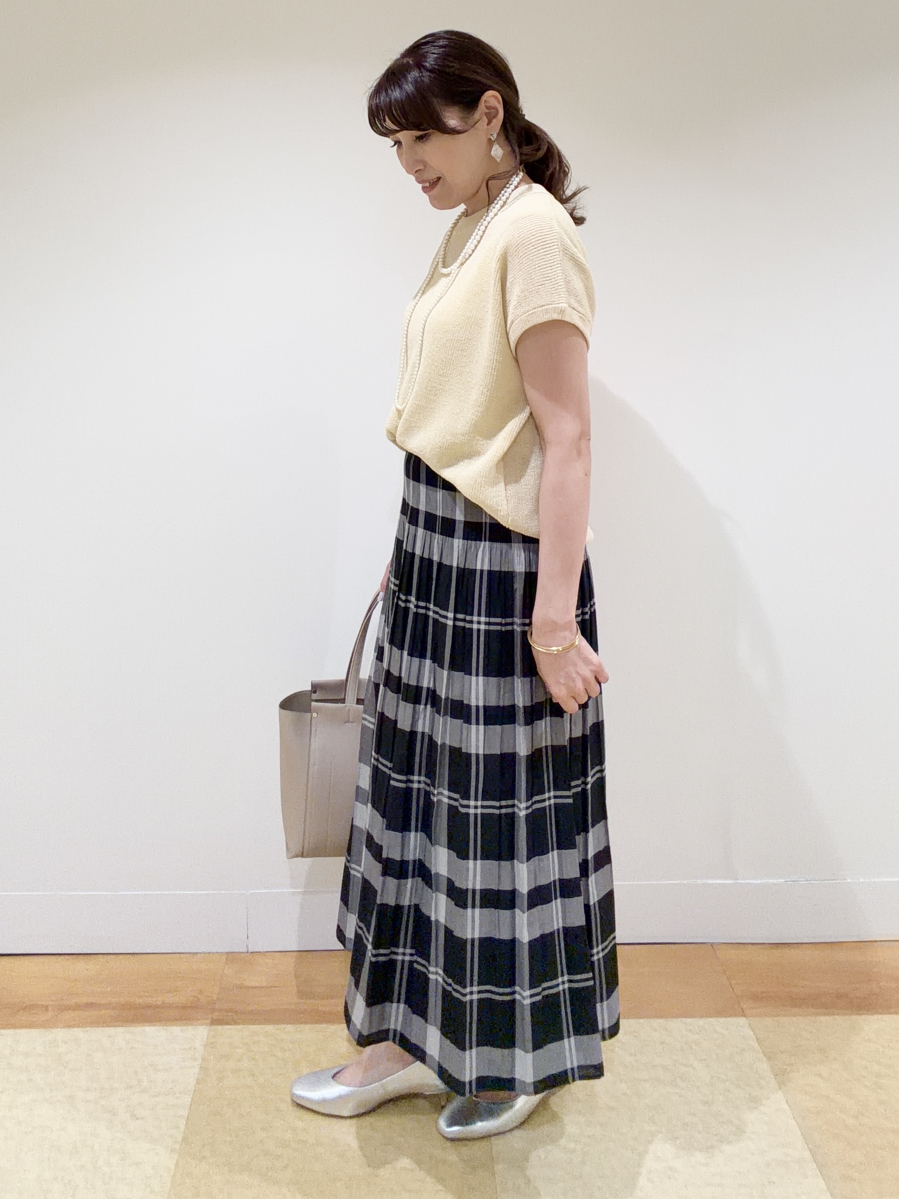 ayaさんの「Reflect｜【レイヤードにおすすめ◎】畦編みフレンチスリーブトップス」を使ったコーディネート