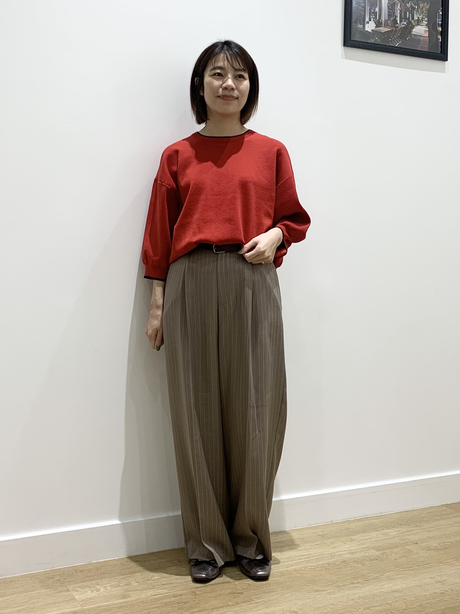 IMARIさんの「Dessin｜ピンストライプストレートパンツ」を使ったコーディネート