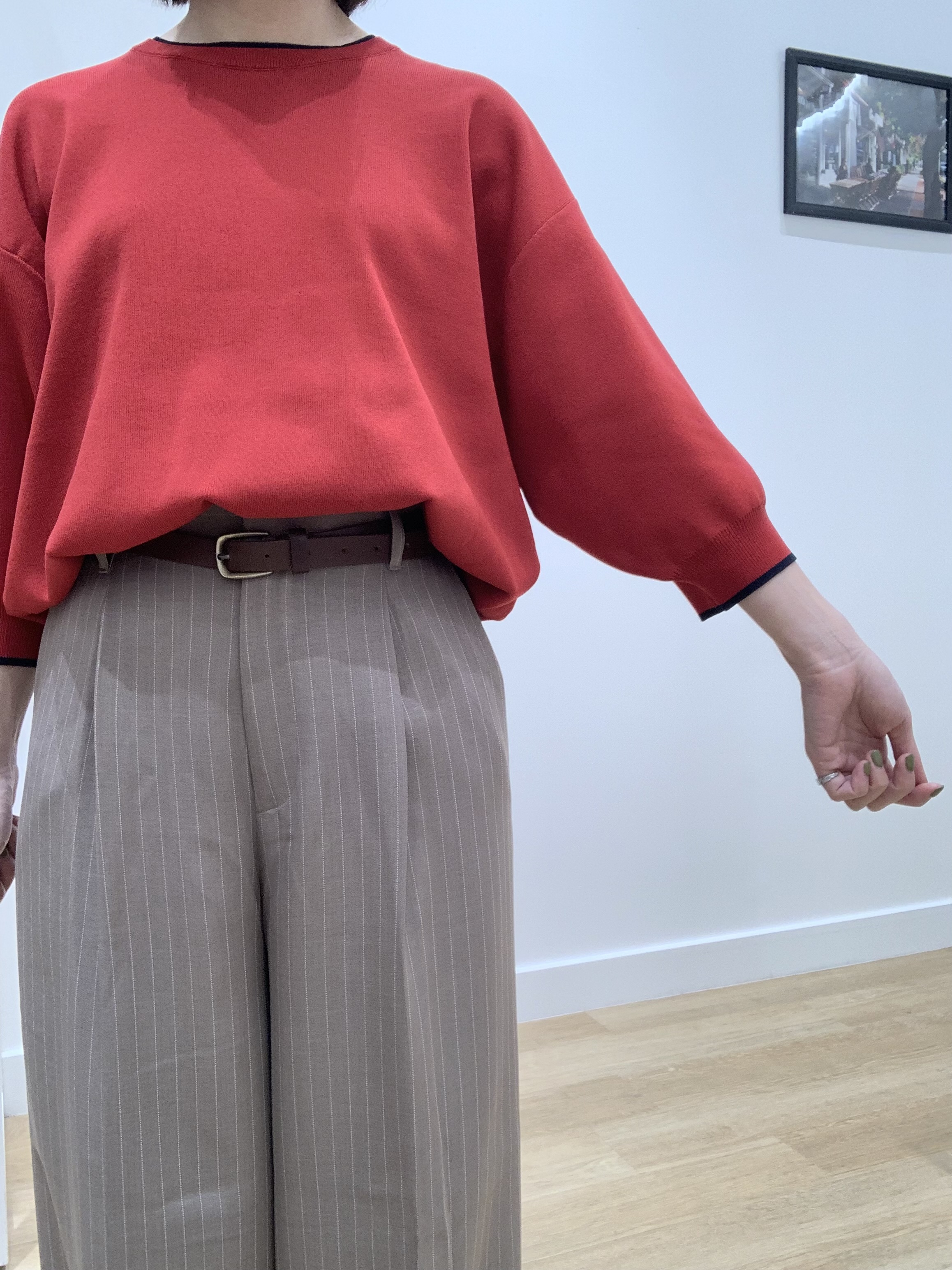 IMARIさんの「Dessin｜ピンストライプストレートパンツ」を使ったコーディネート