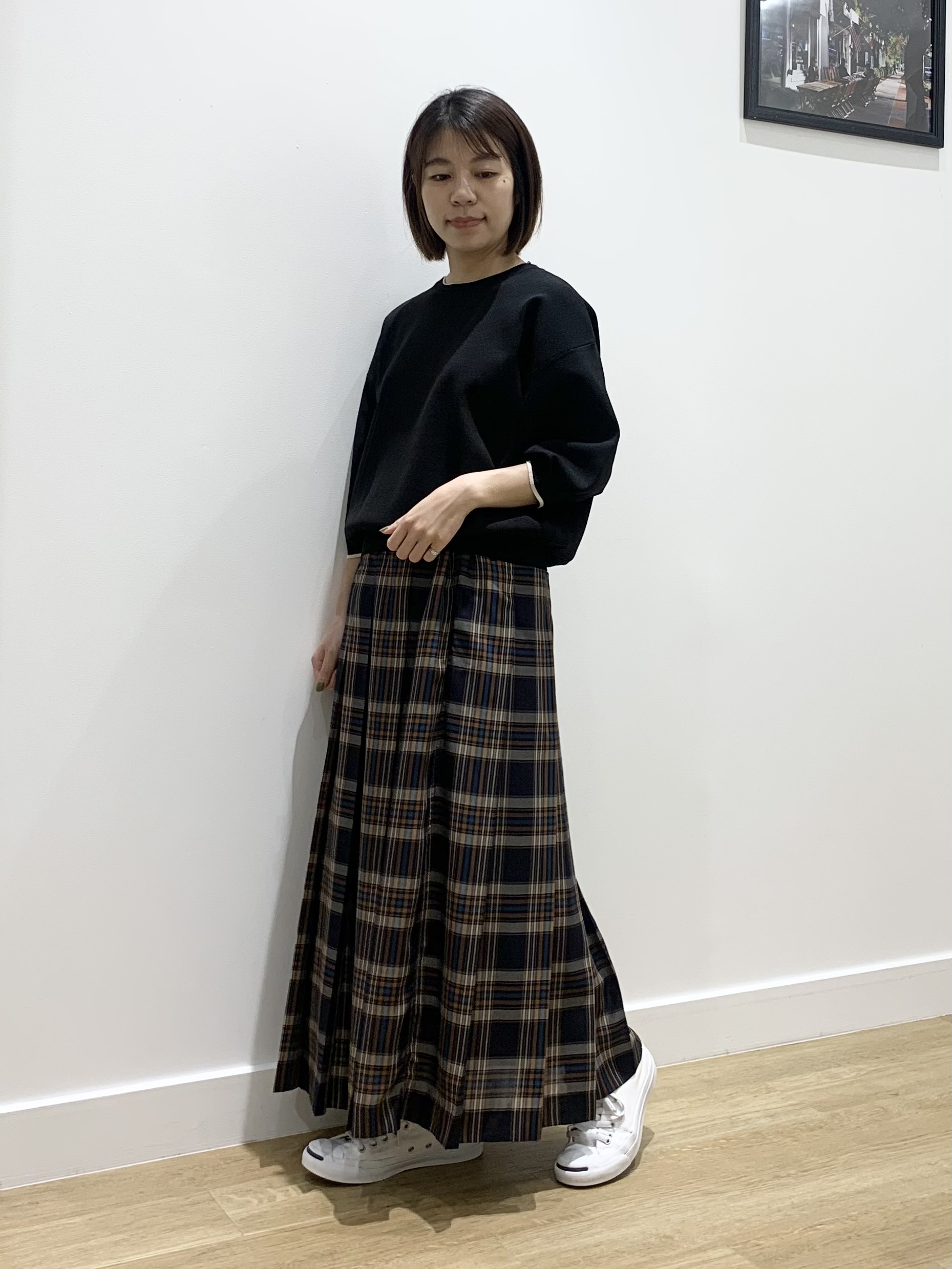 IMARIさんの「Dessin｜【UVカット/マシンウォッシャブル】6分袖配色ニット」を使ったコーディネート