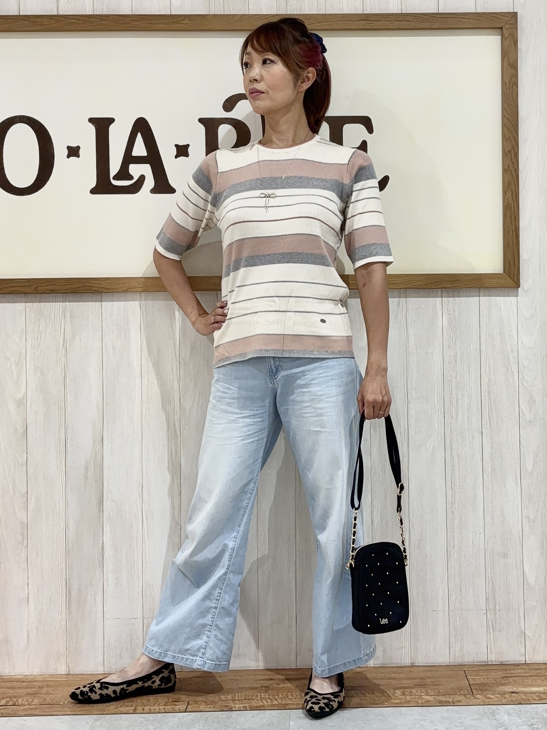 みきぽんさんの「SHOO･LA･RUE｜【S-LL】オンオフ着られる マルチボーダーリブニット」を使ったコーディネート