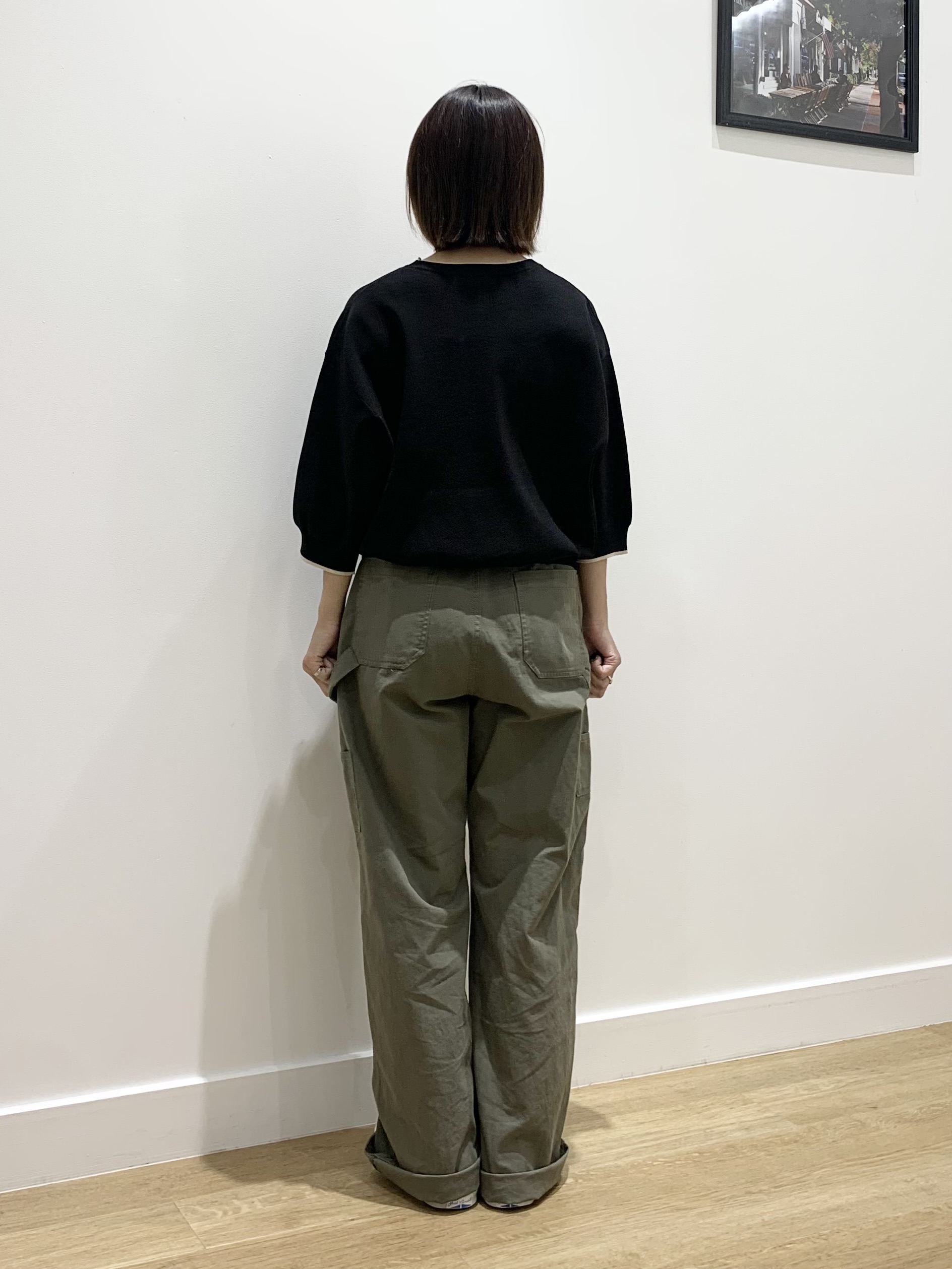 IMARIさんの「Dessin｜【UVカット/マシンウォッシャブル】6分袖配色ニット」を使ったコーディネート