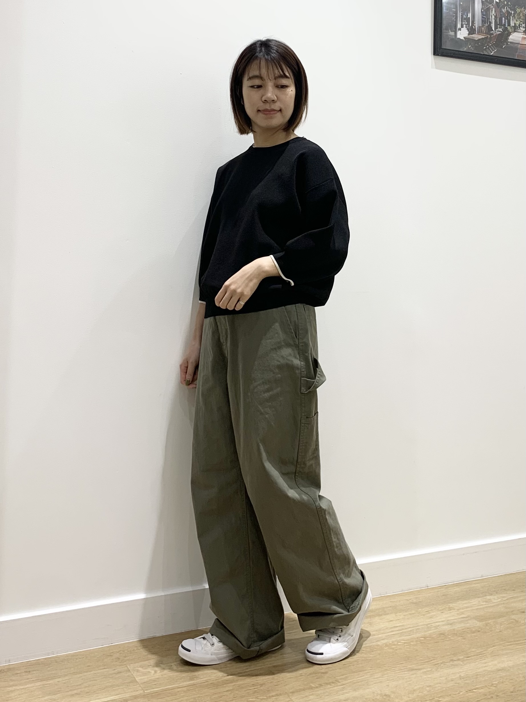 IMARIさんの「Dessin｜【UVカット/マシンウォッシャブル】6分袖配色ニット」を使ったコーディネート