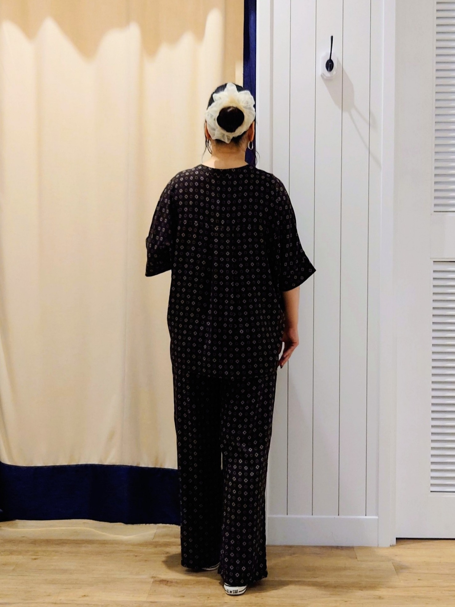 Haraさんの「Dessin｜【セットアップ可】小紋柄プリント スキッパーシャツ」を使ったコーディネート