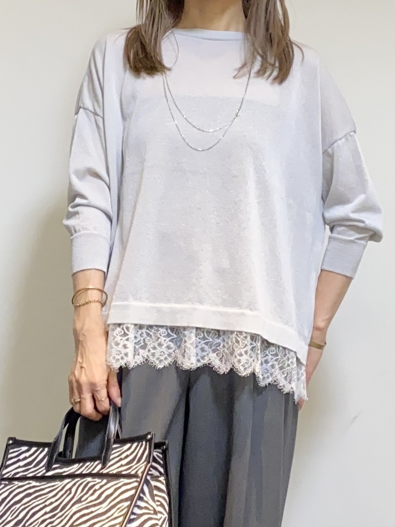 tomoさんの「UNTITLED｜レースドッキングニットプルオーバー」を使ったコーディネート