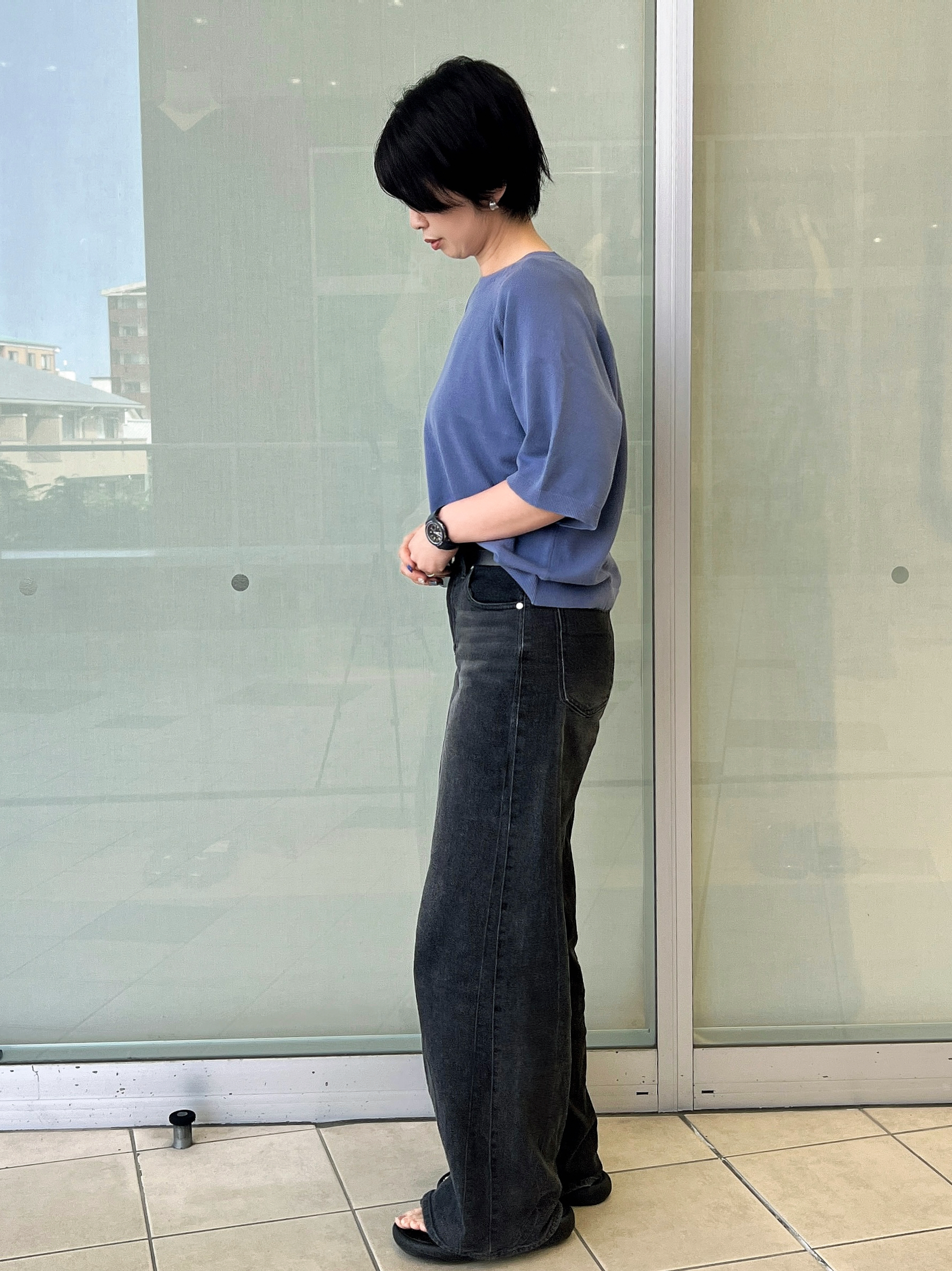 yo-koさんの「OPAQUE.CLIP｜スウェットライクニット【洗濯機OK】」を使ったコーディネート