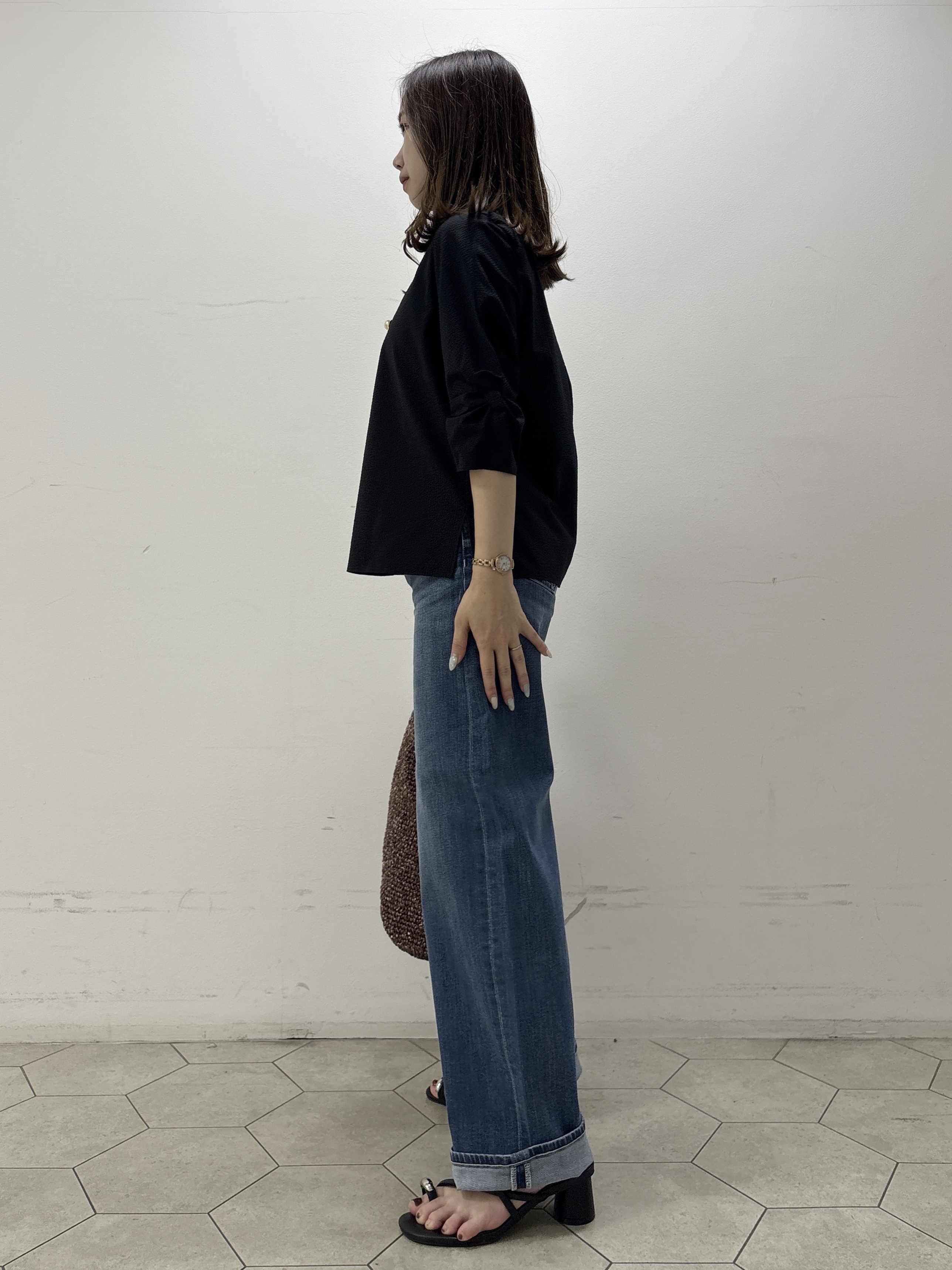 kahoさんの「INDIVI｜【撥水／UVケア】ねじり袖サッカートップス」を使ったコーディネート