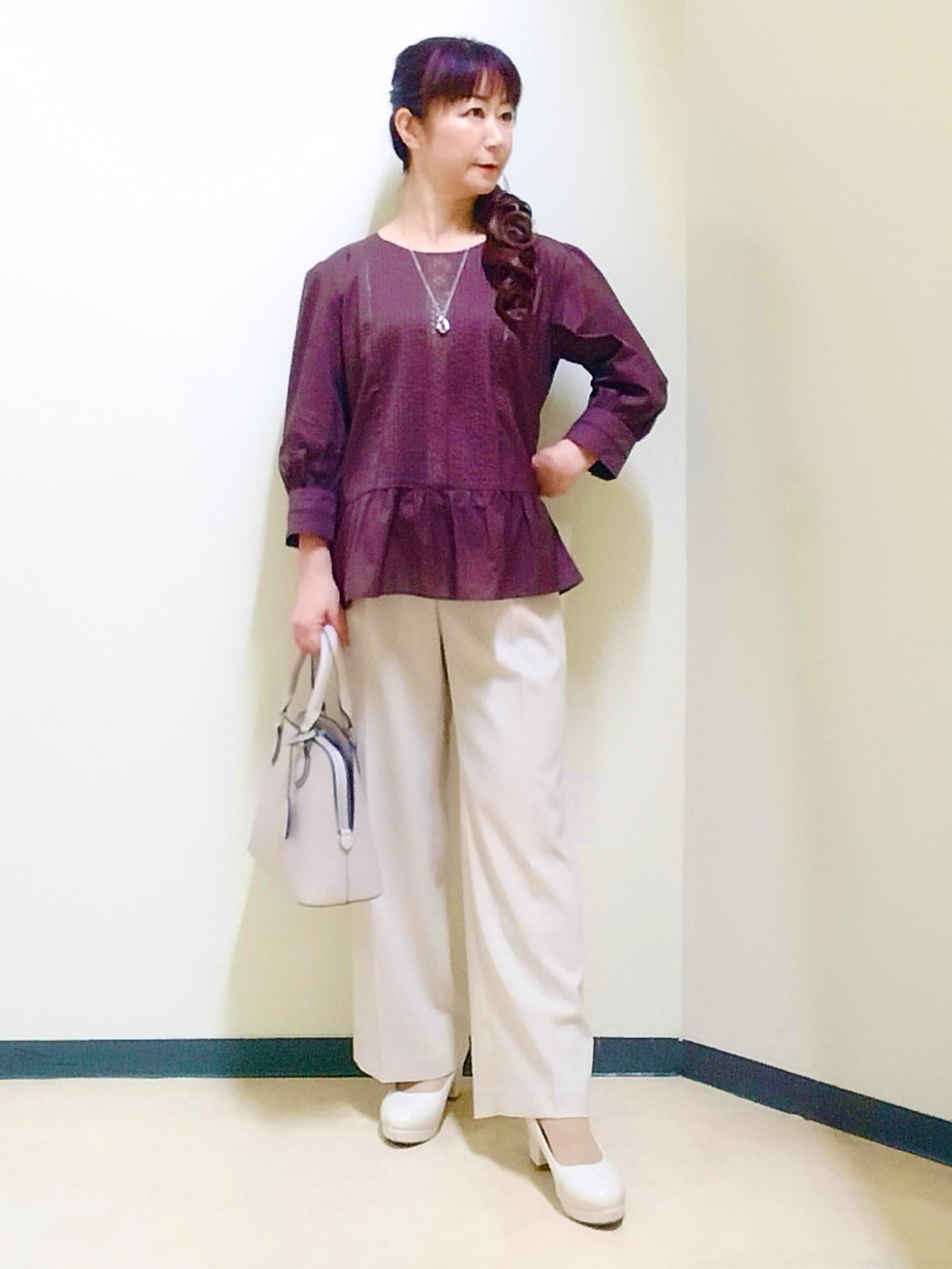 花さんの「Reflect｜【手洗い可】ピンタックレースブラウス」を使ったコーディネート