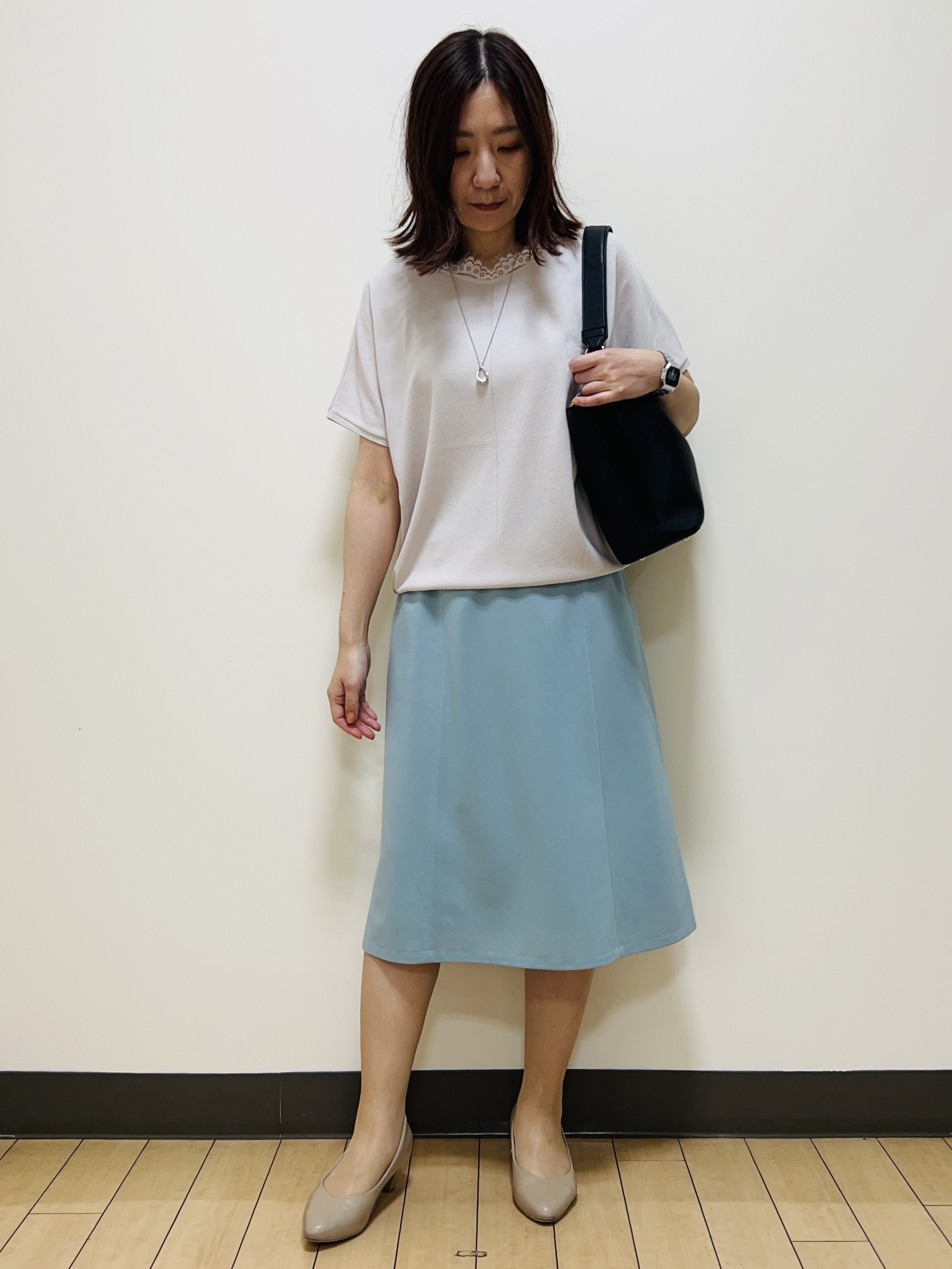 miiiさんの「Reflect｜【二の腕カバー／手洗い可】ネックレース フレンチスリーブニット」を使ったコーディネート