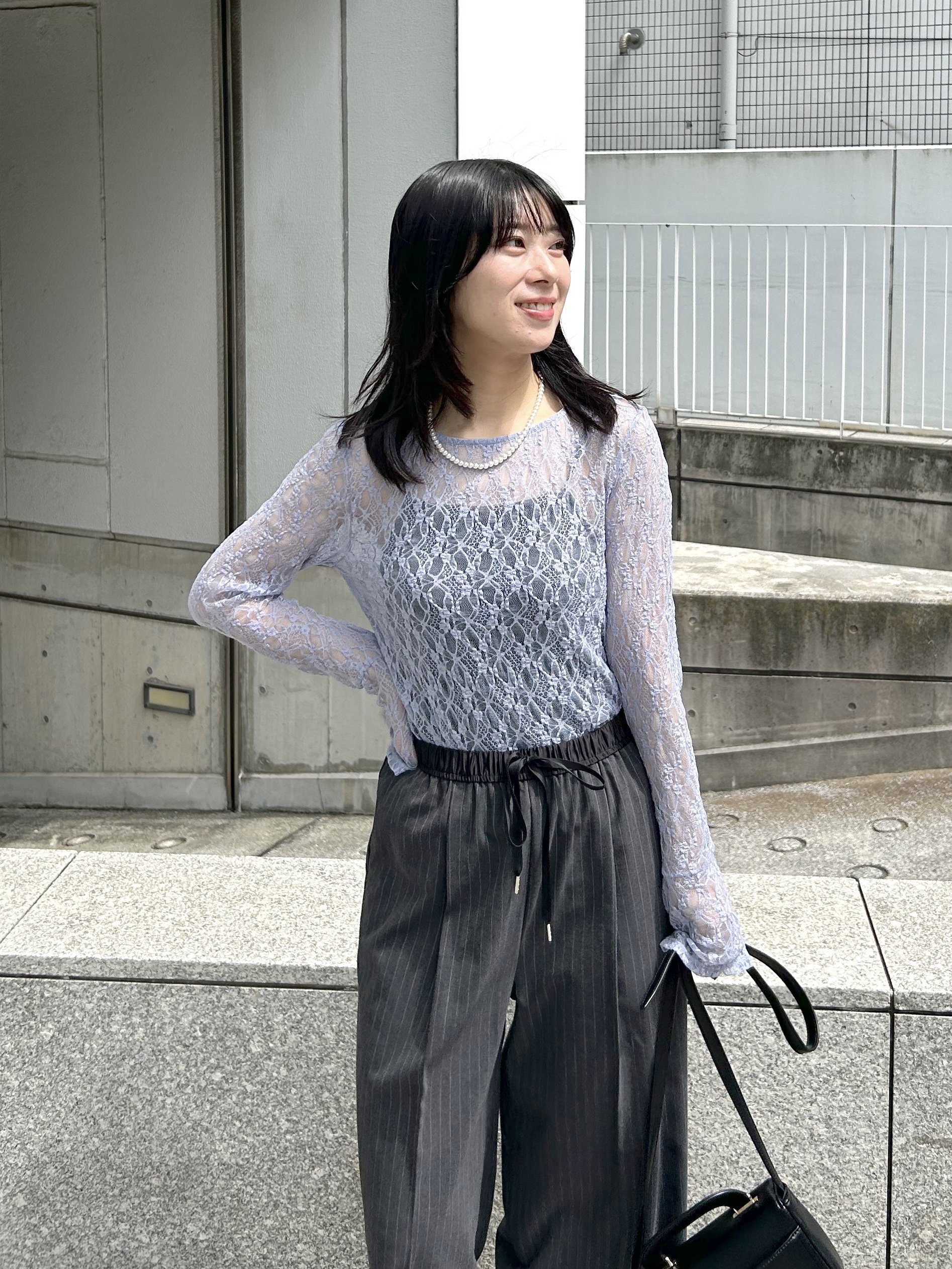 RINAさんの「index｜前後2wayレースフレアスリーブトップス【洗濯機OK】」を使ったコーディネート