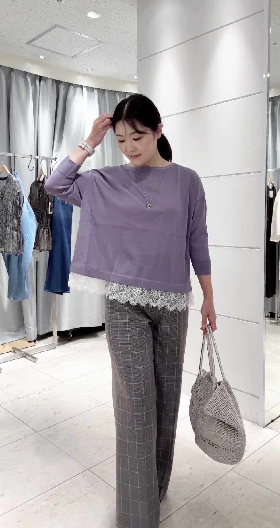 misaさんの「UNTITLED｜レースドッキングニットプルオーバー」を使ったコーディネート