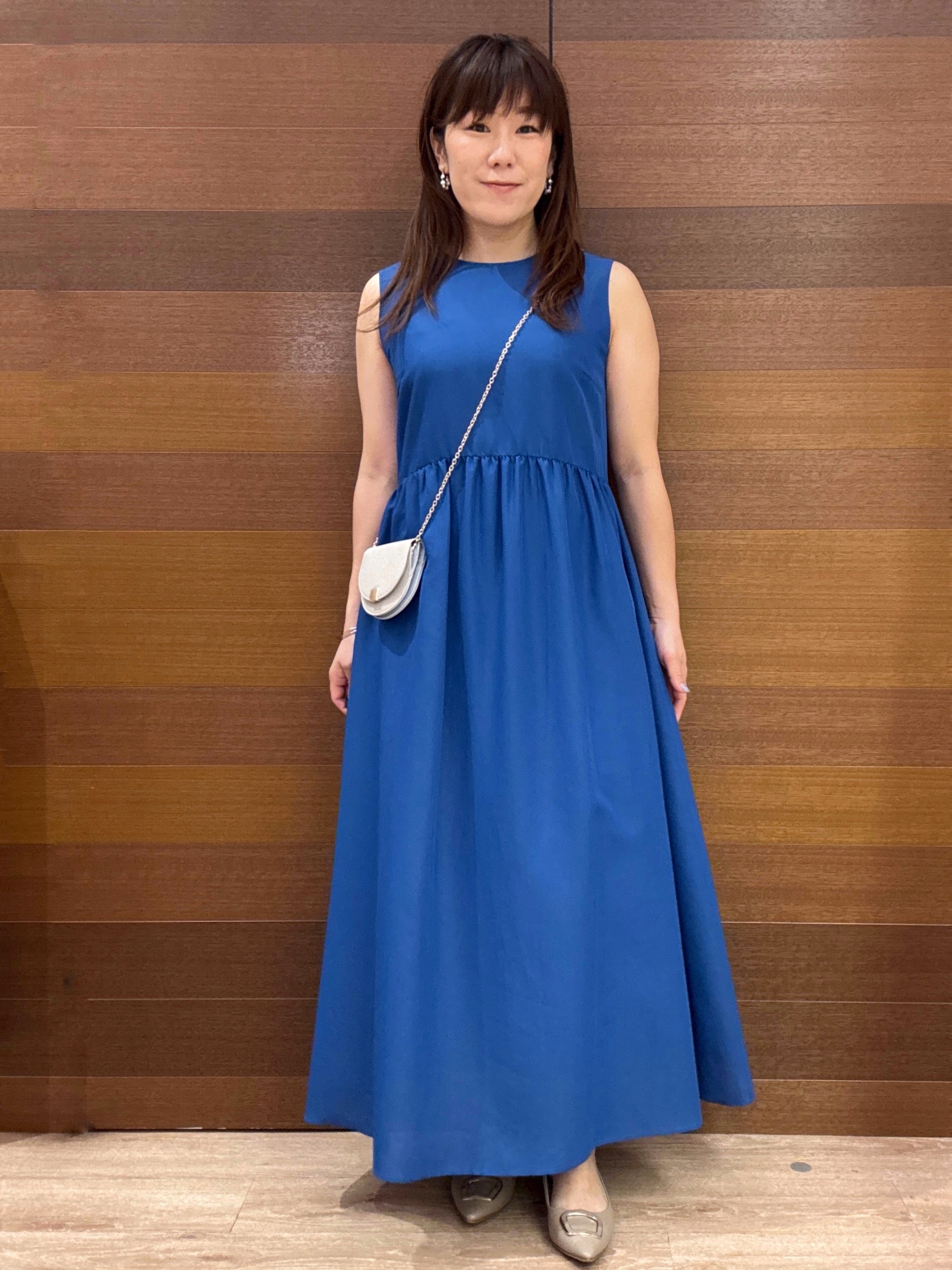 maichiさんの「OPAQUE.CLIP｜【接触冷感】麻混シアーノースリーブワンピース《洗濯機OK》」を使ったコーディネート