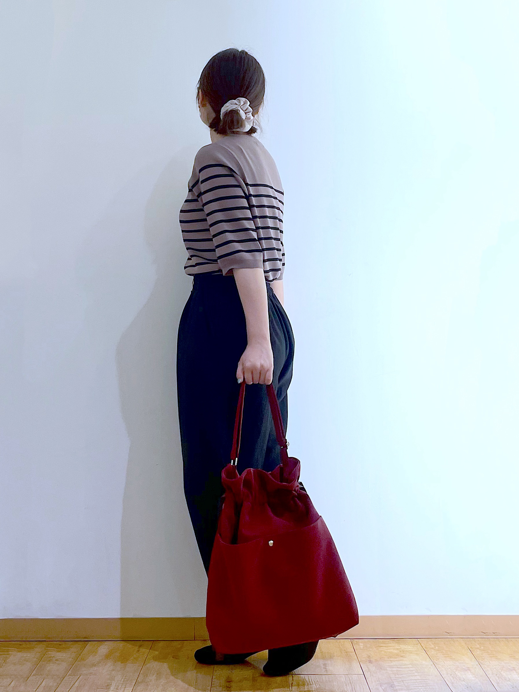 かのさんの「SHOO･LA･RUE｜【ガンガン洗える/ひんやり/UV/毛玉になりにくい】上半身すっきり 二の腕見せない5分袖ニット」を使ったコーディネート