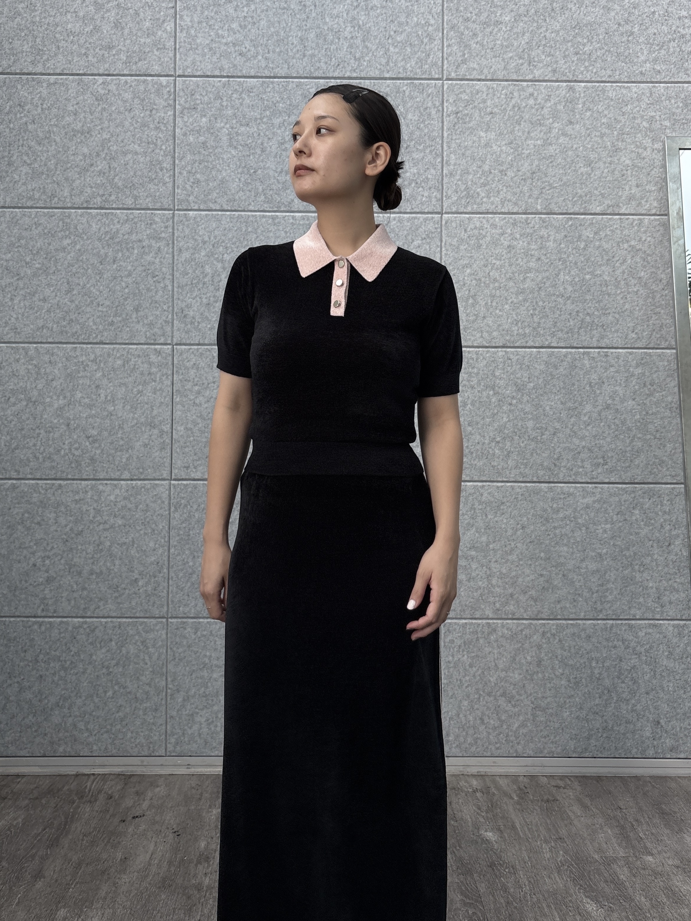ayanoさんの「INDIVI｜バイカラーモールポロニット」を使ったコーディネート