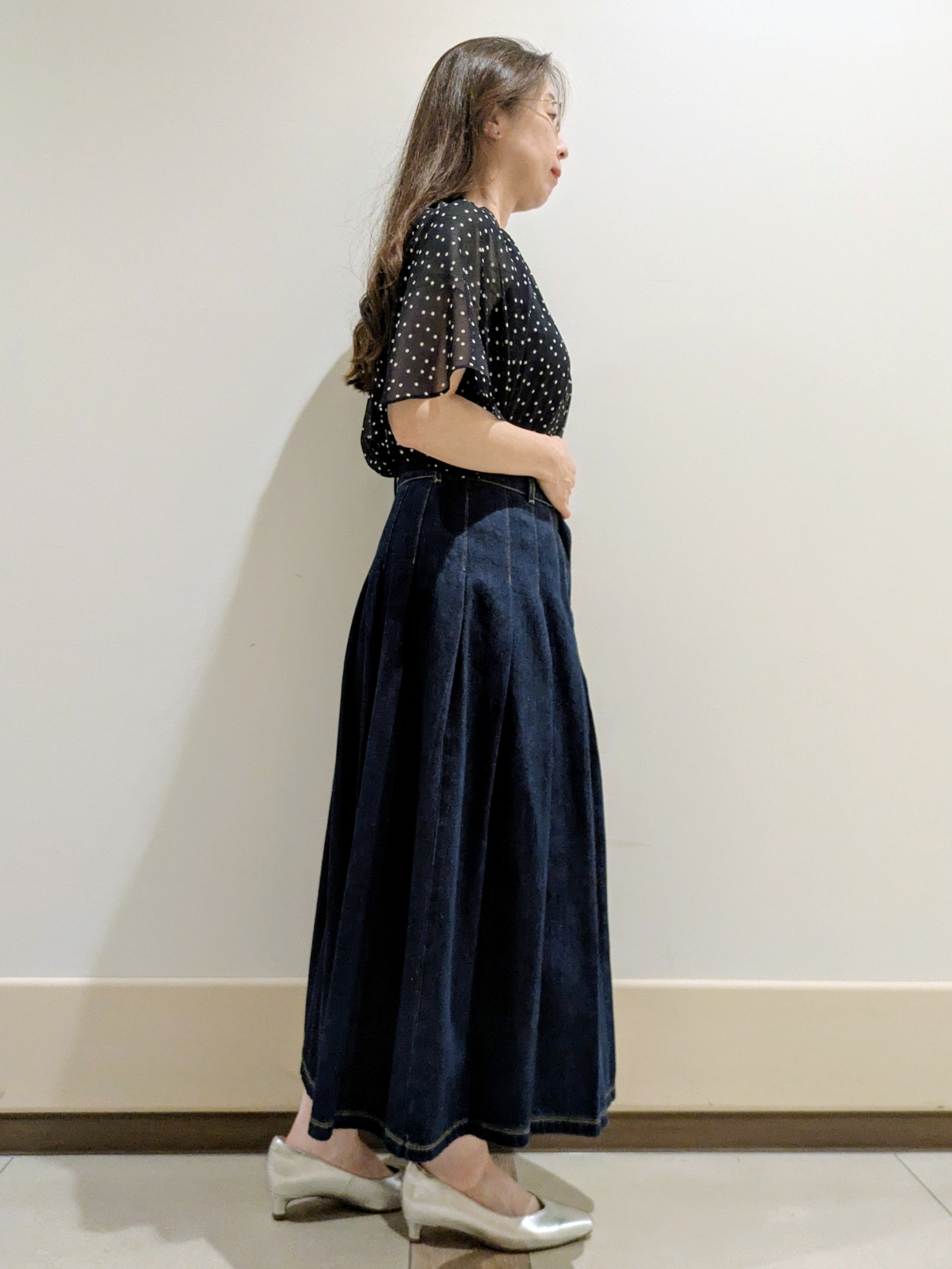 imamiさんの「Reflect｜【セットアップ／手洗い可】ドット柄シアーブラウス」を使ったコーディネート
