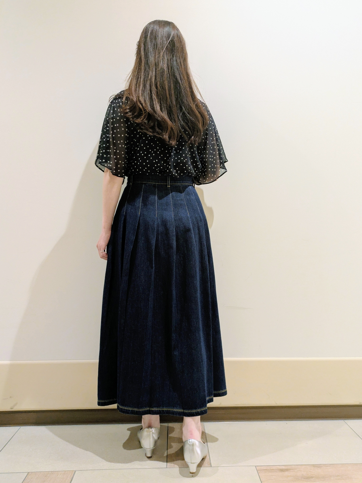 imamiさんの「Reflect｜【セットアップ／手洗い可】ドット柄シアーブラウス」を使ったコーディネート