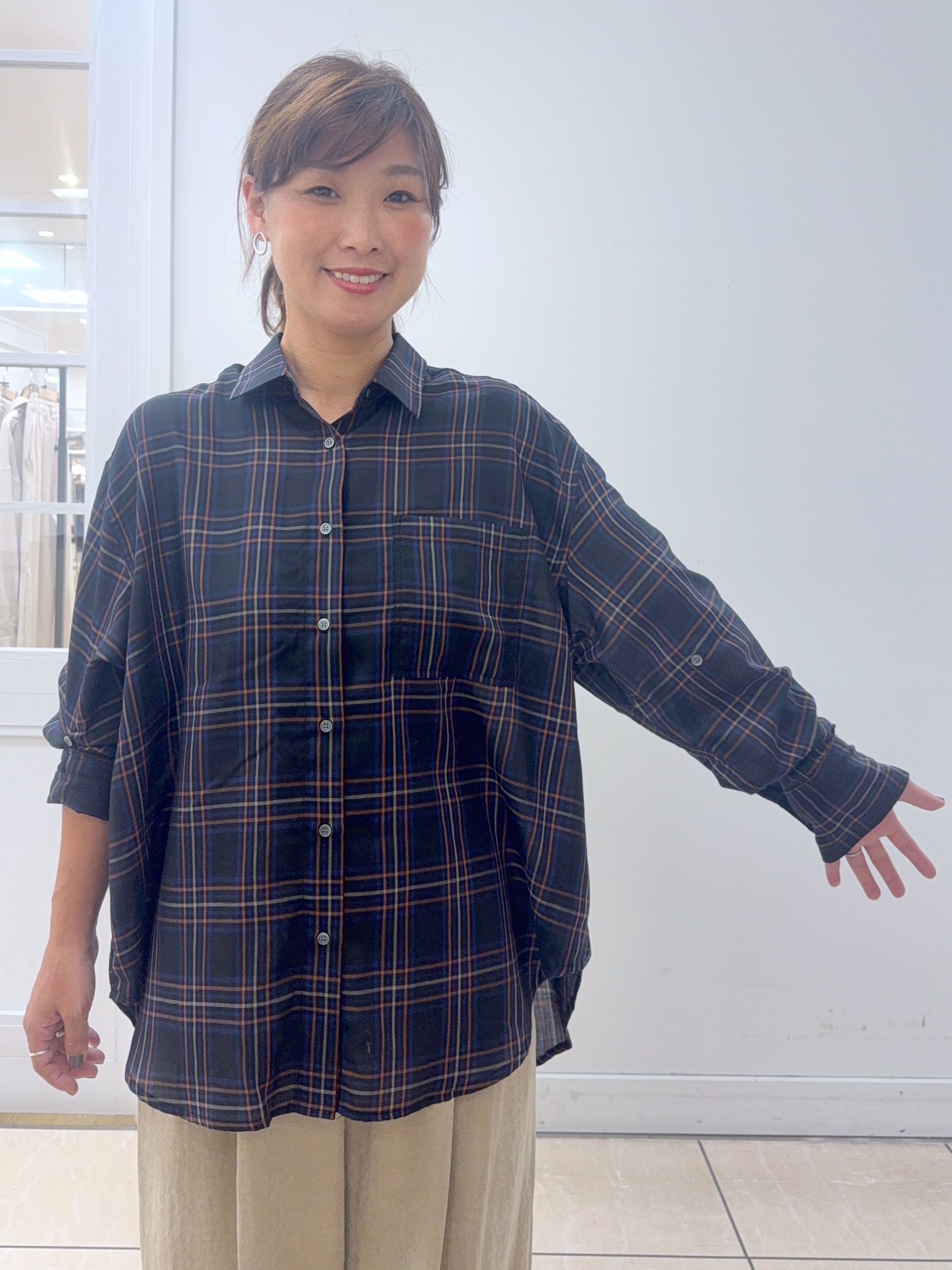Osawaさんの「Dessin｜【セットアップ可】シアーチェック オーバーシャツ」を使ったコーディネート
