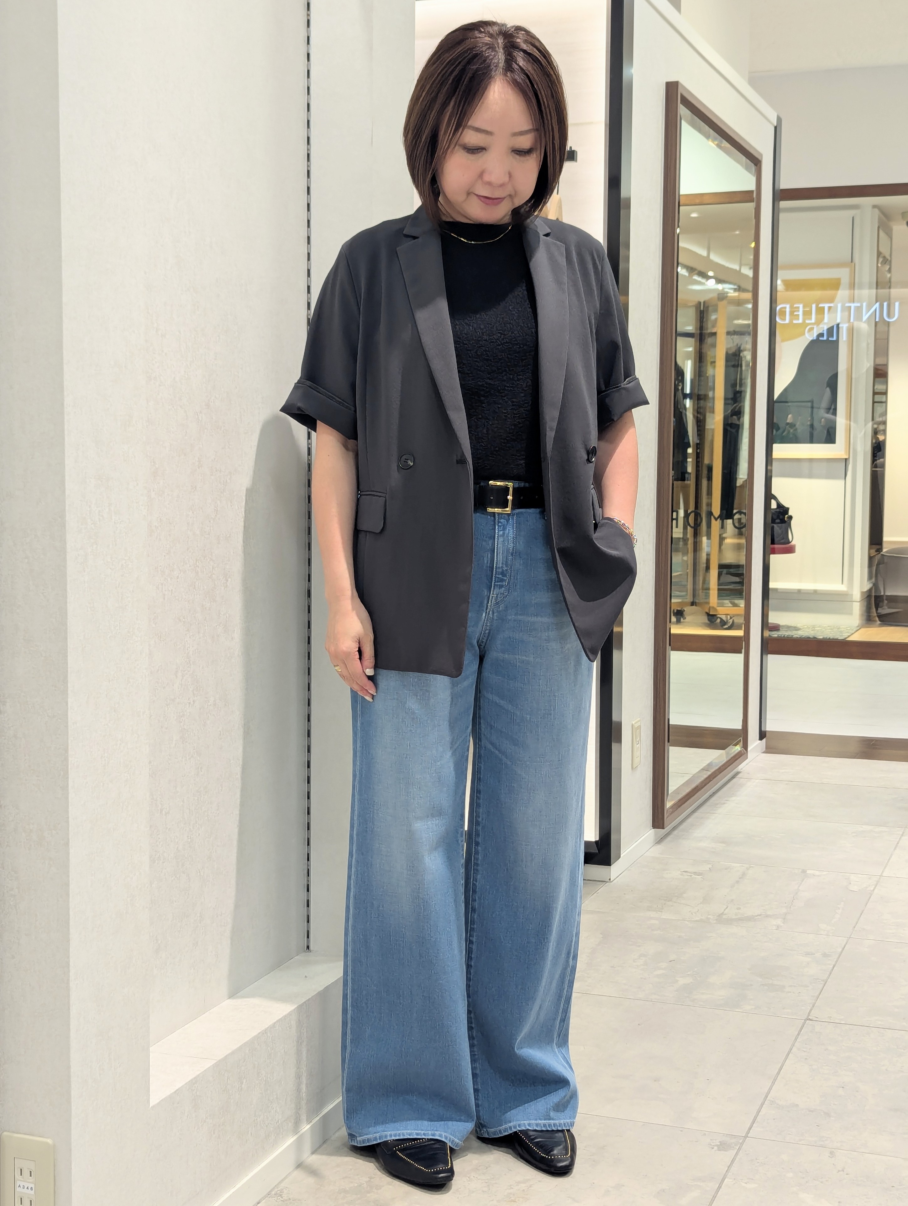 odaさんの「UNTITLED｜【セットアップ可/UVカット/通気性】エアリークール半袖ジャケット」を使ったコーディネート