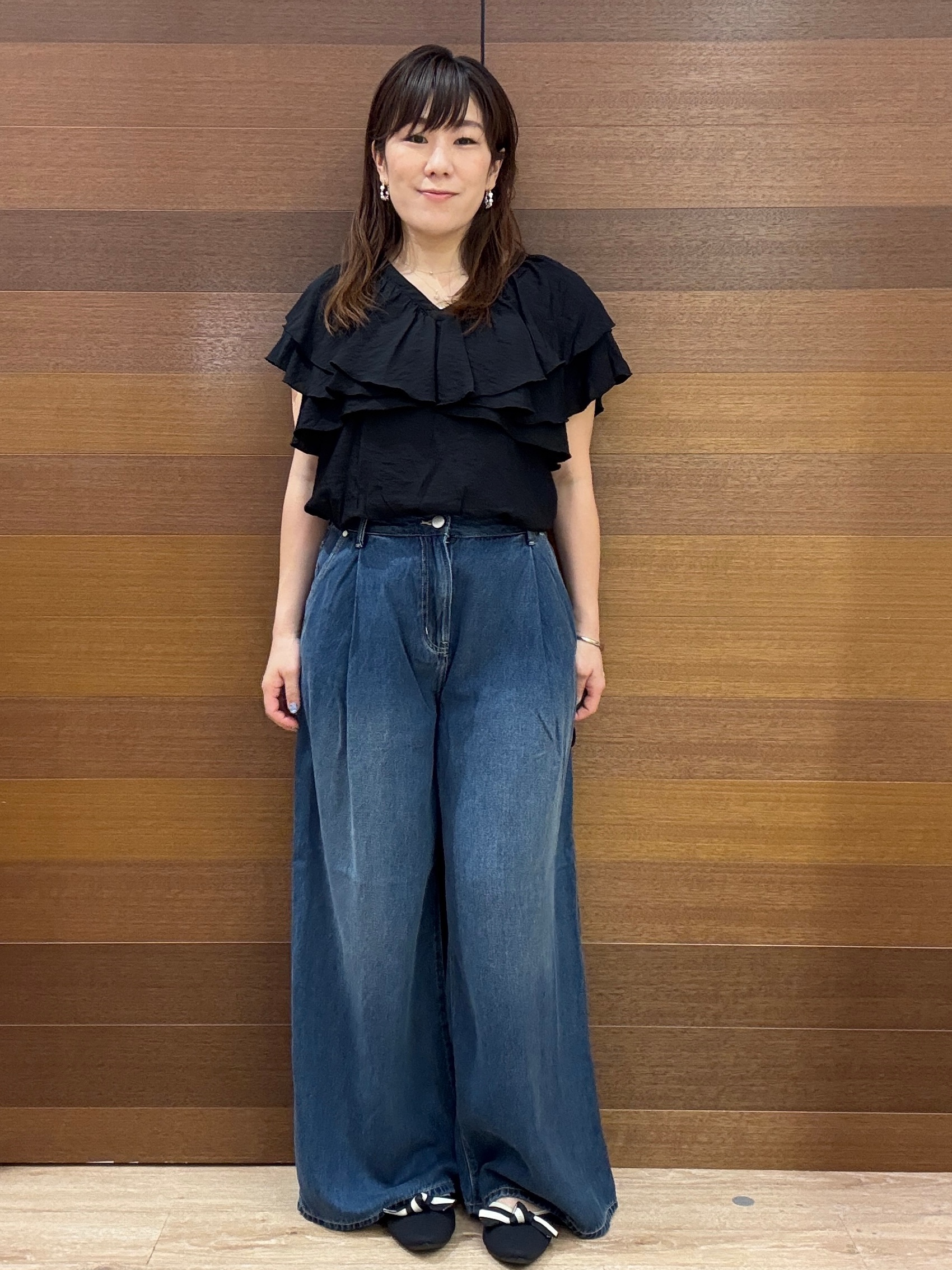 maichiさんの「OPAQUE.CLIP｜【接触冷感／UVケア】ハートネックレースレイヤードトップス《洗濯機OK／6col》」を使ったコーディネート