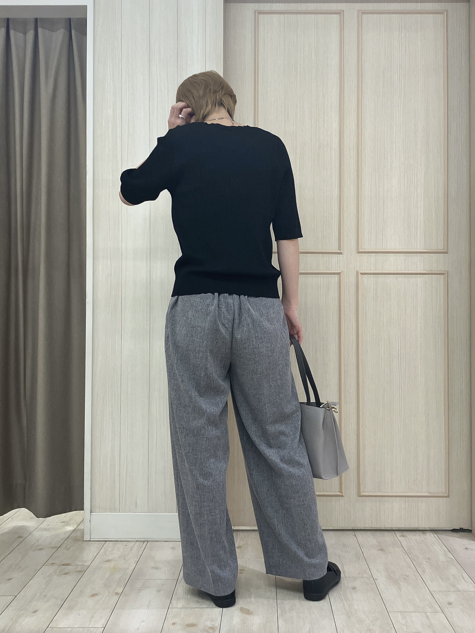 Turnerさんの「SHOO･LA･RUE｜【S-LL】抜け感ある着こなしに ヘンリーネック リブニット」を使ったコーディネート