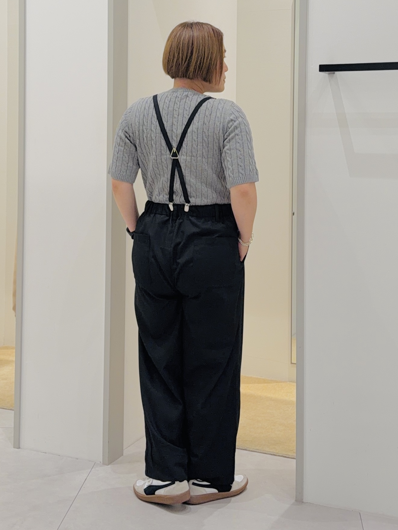 タナさんの「THE SHOP TK｜POLO BCS/ケーブル半袖ニット」を使ったコーディネート