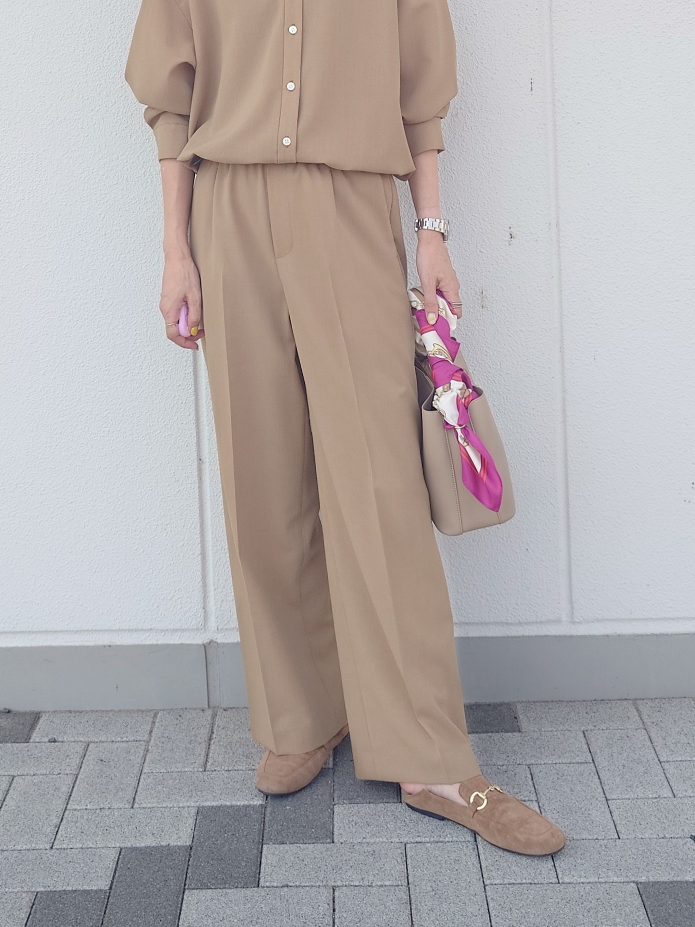 MUTSUKOさんの「UNTITLED｜【セットアップ可/UVカット/接触冷感】エアリークールドロストシャツ」を使ったコーディネート