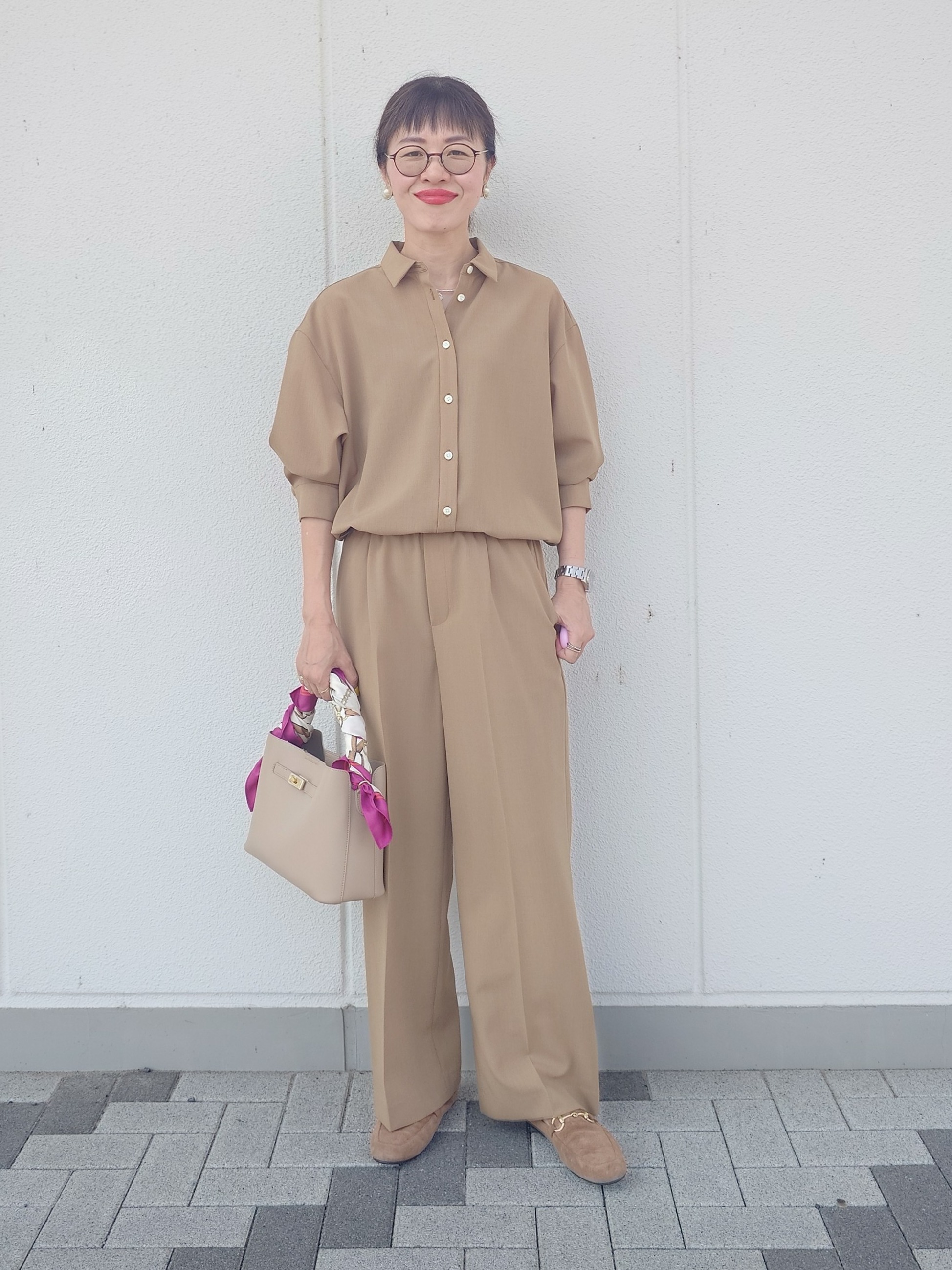 MUTSUKOさんの「UNTITLED｜【セットアップ可/UVカット/接触冷感】エアリークールドロストシャツ」を使ったコーディネート
