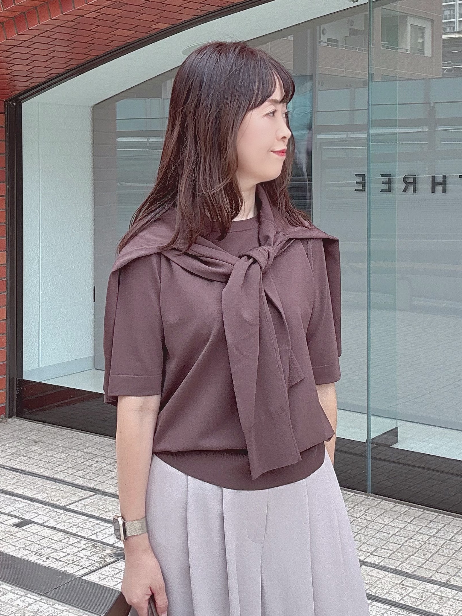 makiさんの「UNTITLED｜【アンサンブル可能】コンパクトニットカーディガン」を使ったコーディネート