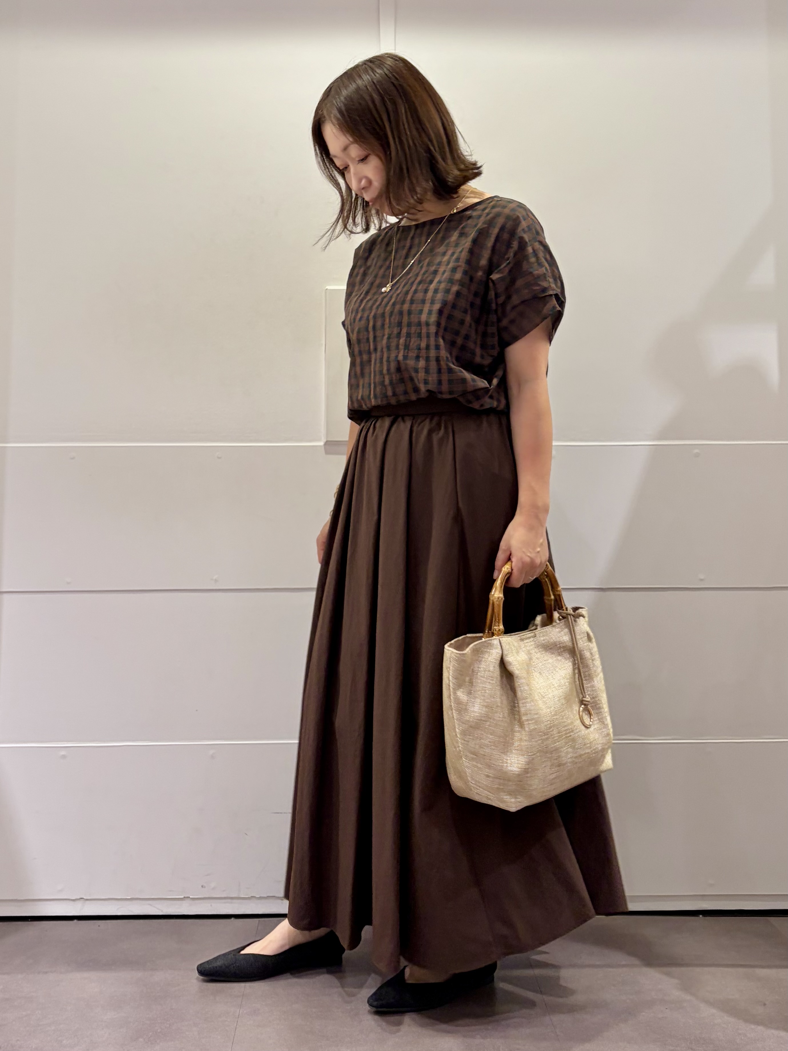 TOKOさんの「UNTITLED｜シアーチェックブラウス」を使ったコーディネート