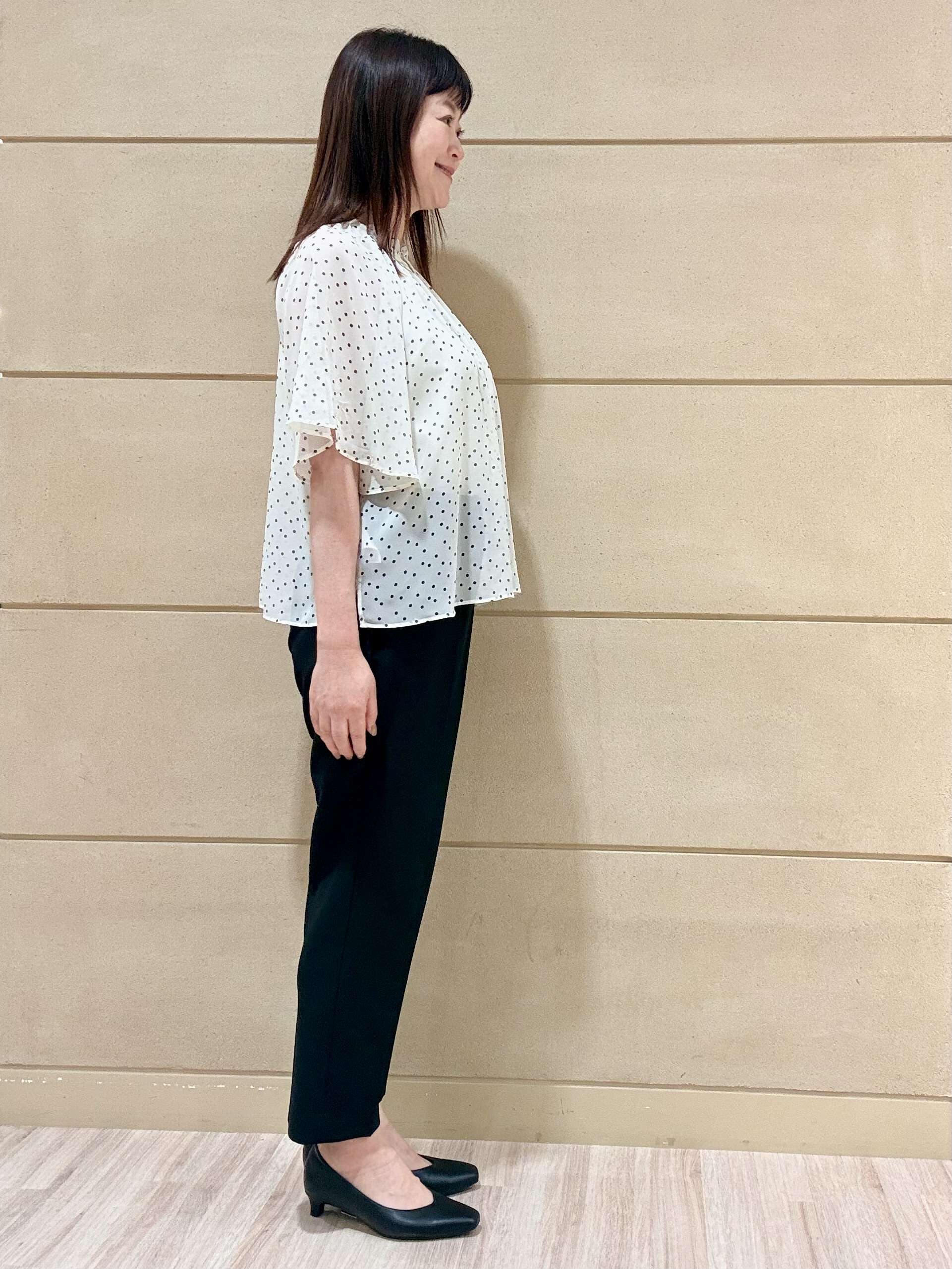 Marさんの「Reflect｜【セットアップ／手洗い可】ドット柄シアーブラウス」を使ったコーディネート