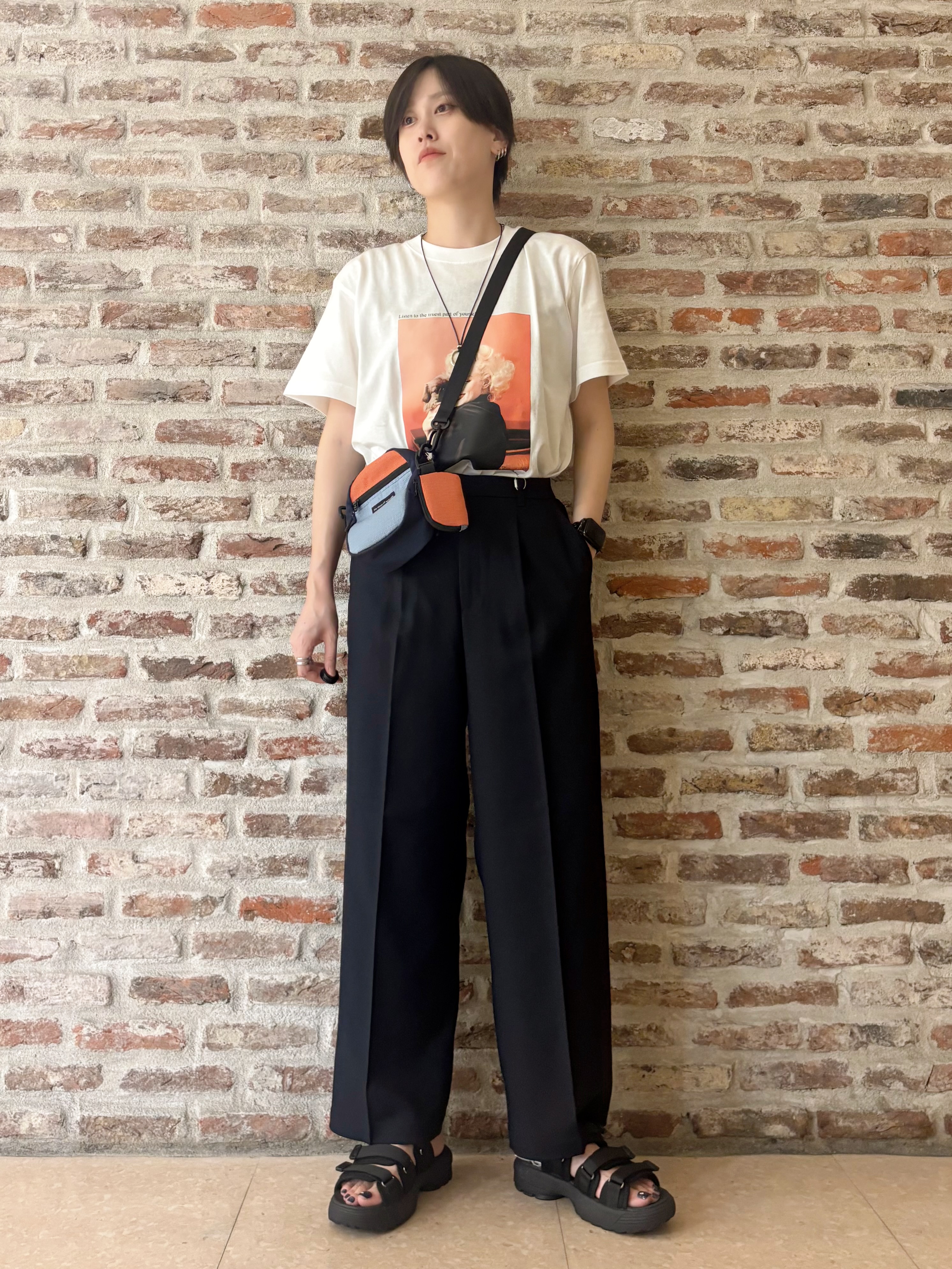しばさんの「THE SHOP TK｜別注マリリン・モンロー / グラフィック半袖Tシャツ」を使ったコーディネート