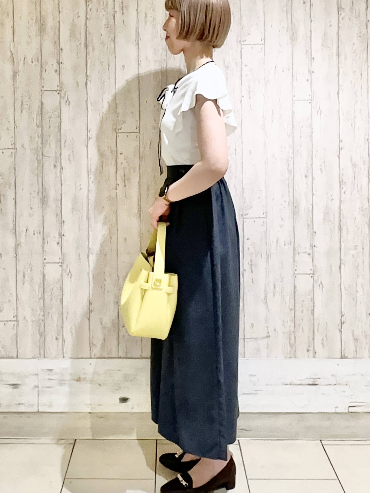 Hana...eさんの「index｜【UVケア／接触冷感】バイカラーボウタイフリルトップス《洗濯機OK》」を使ったコーディネート
