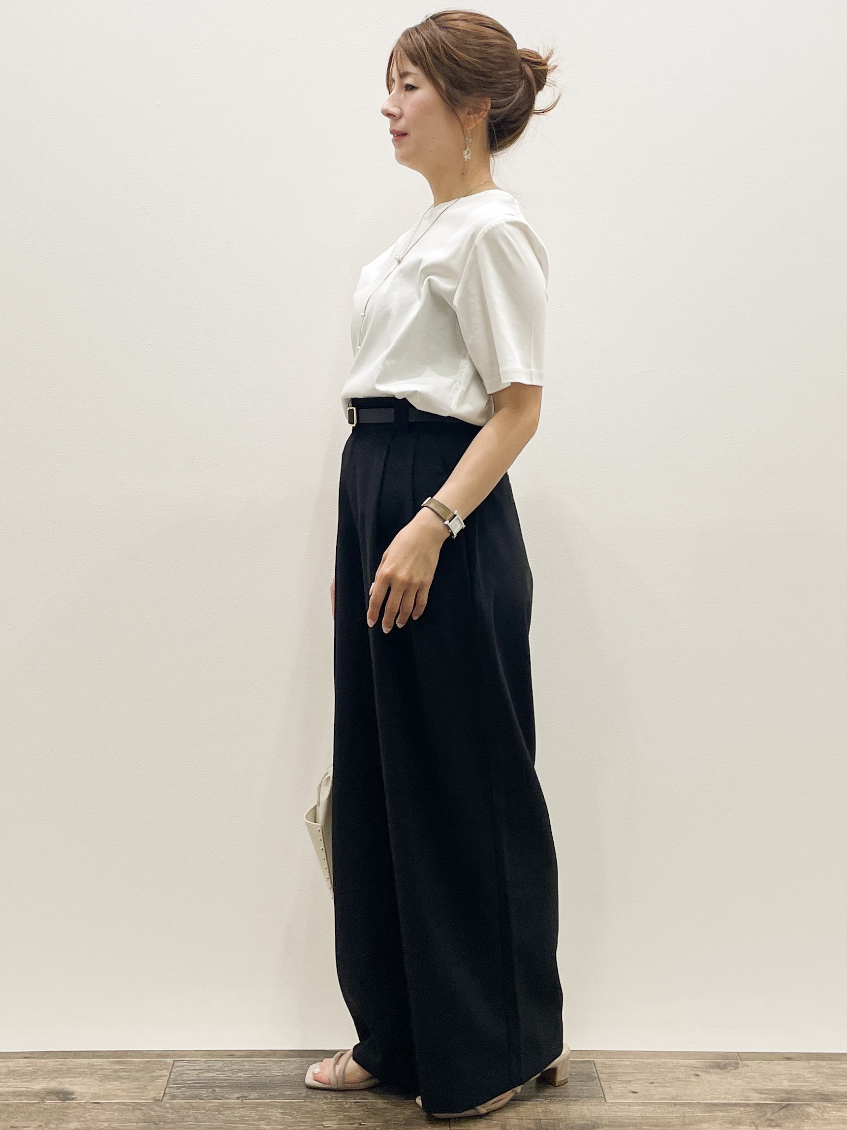 Asukaさんの「OPAQUE.CLIP｜ベーシックTシャツ／オーガニックコットン混【洗濯機OK】」を使ったコーディネート