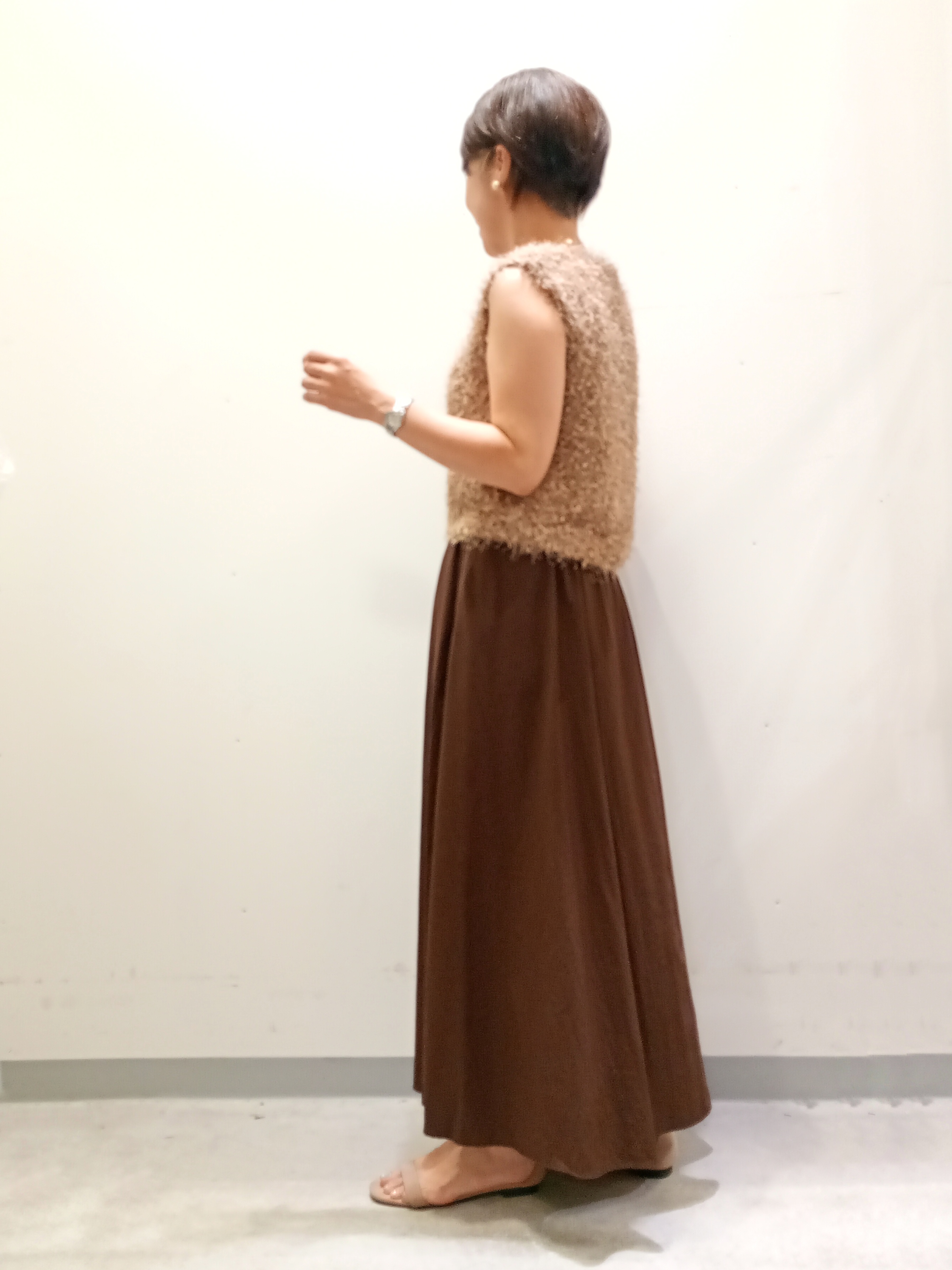 Kさんの「INDIVI｜【洗える】ファンシーヤーンVネックニットベスト」を使ったコーディネート