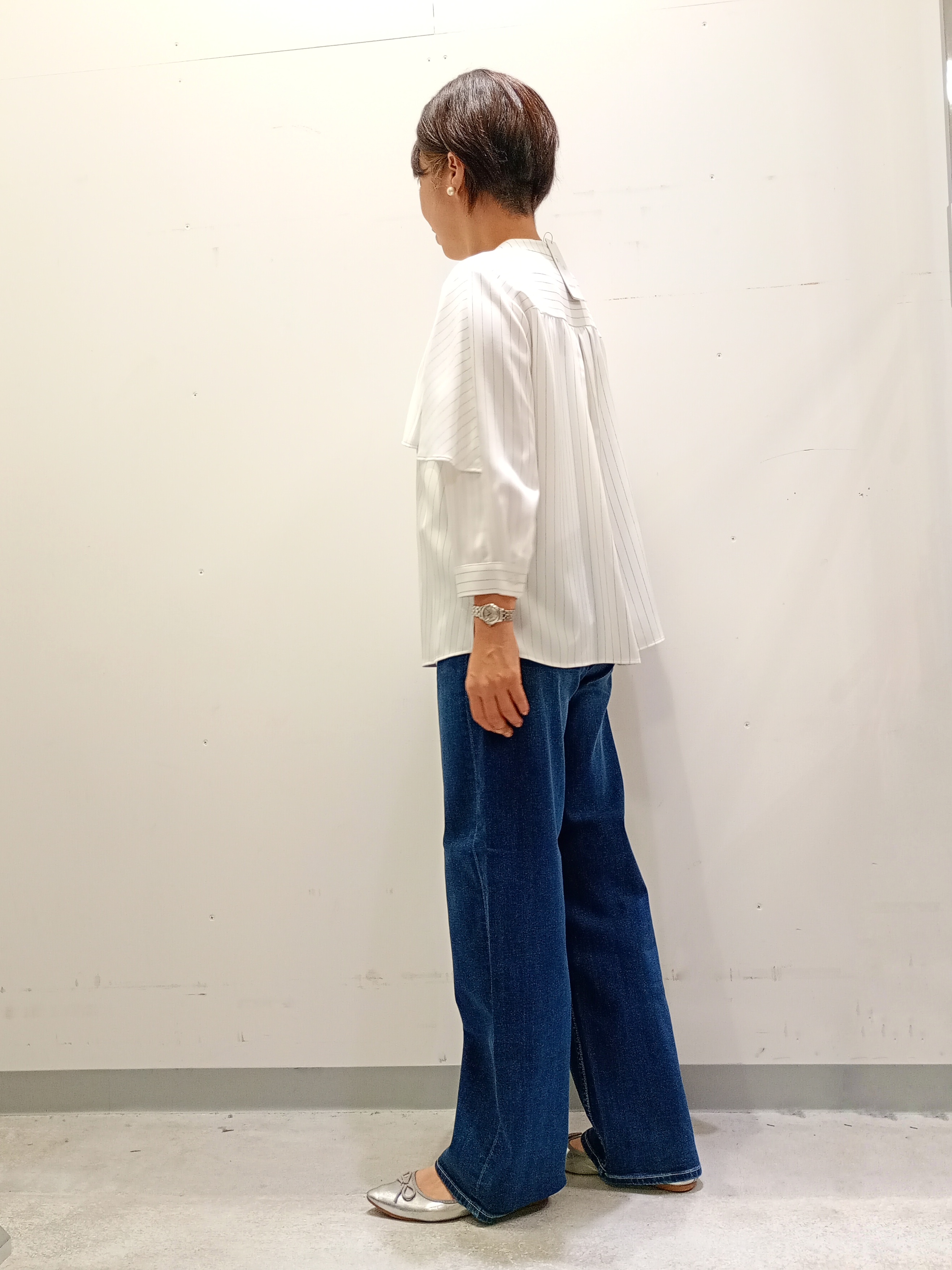 Kさんの「INDIVI｜【接触冷感/UVケア/夏羽織り/着る日傘】ケープ風ブラウス」を使ったコーディネート