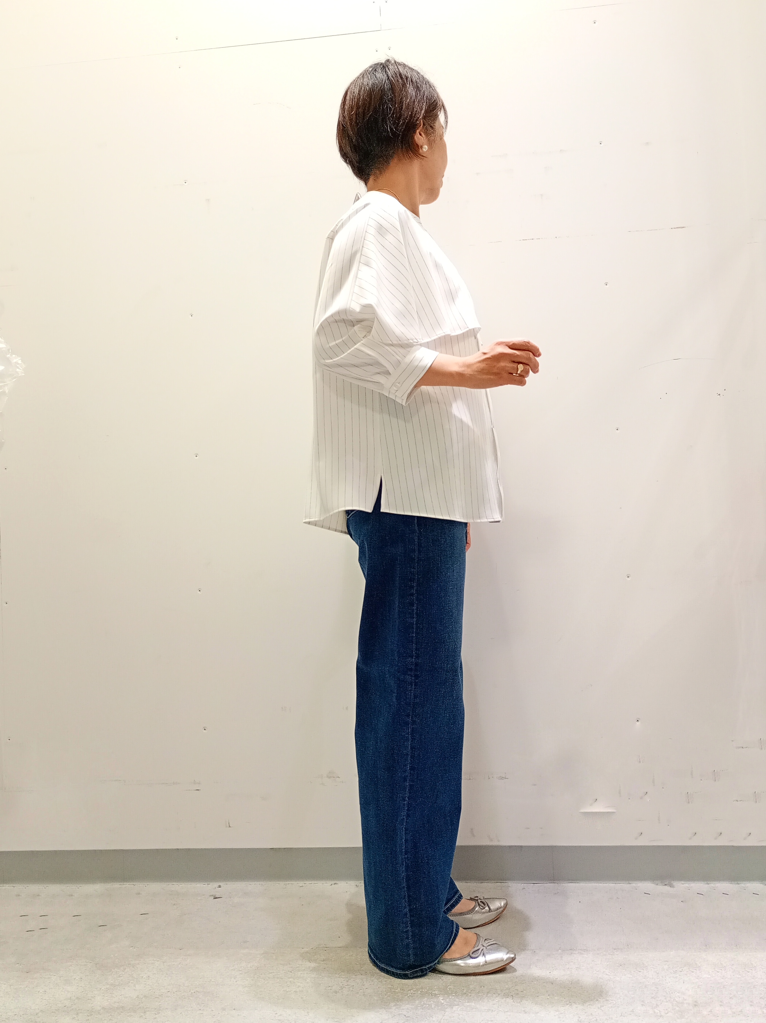 Kさんの「INDIVI｜【接触冷感/UVケア/夏羽織り/着る日傘】ケープ風ブラウス」を使ったコーディネート