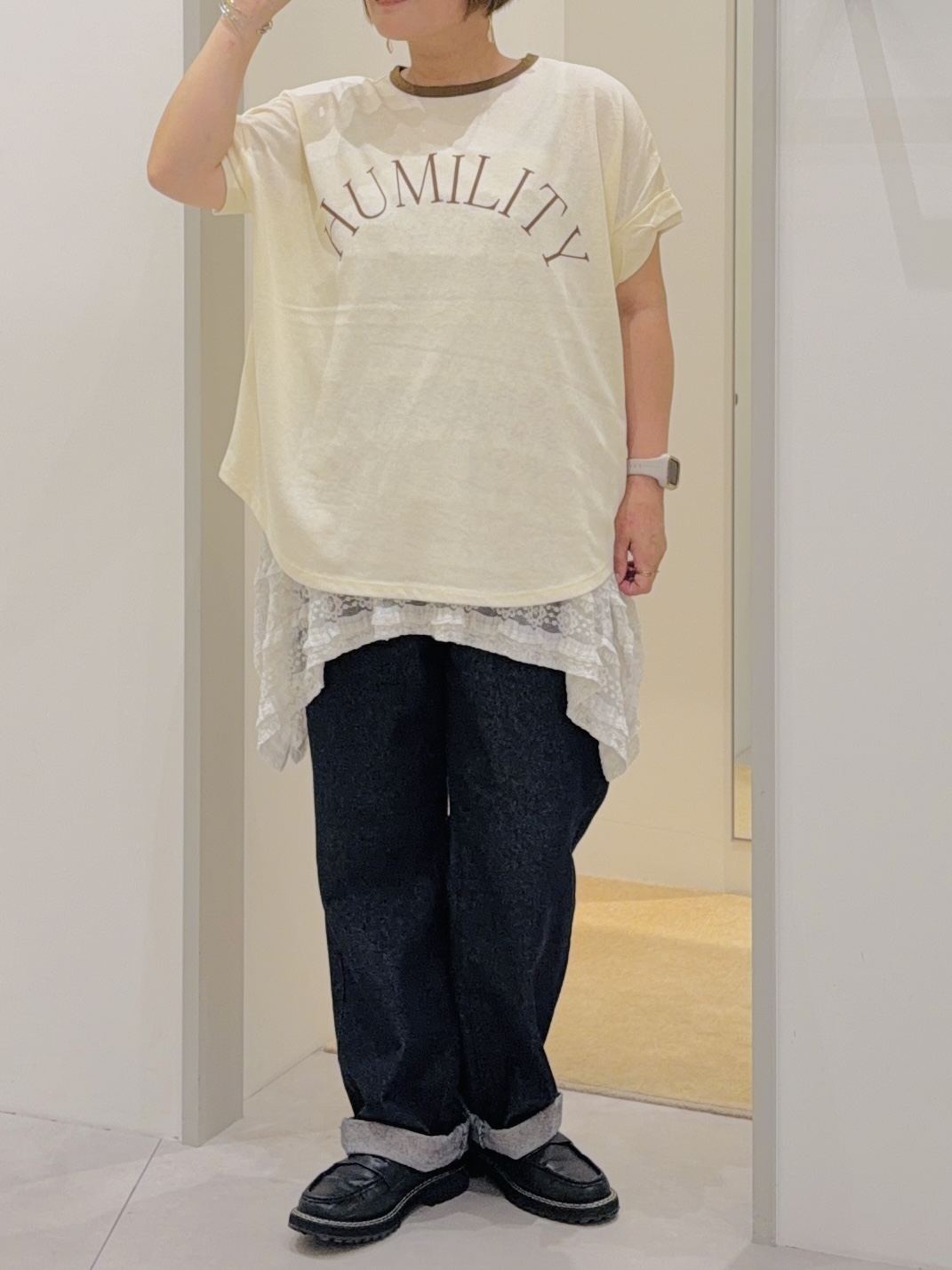 タナさんの「THE SHOP TK｜リンガーロゴTシャツ」を使ったコーディネート