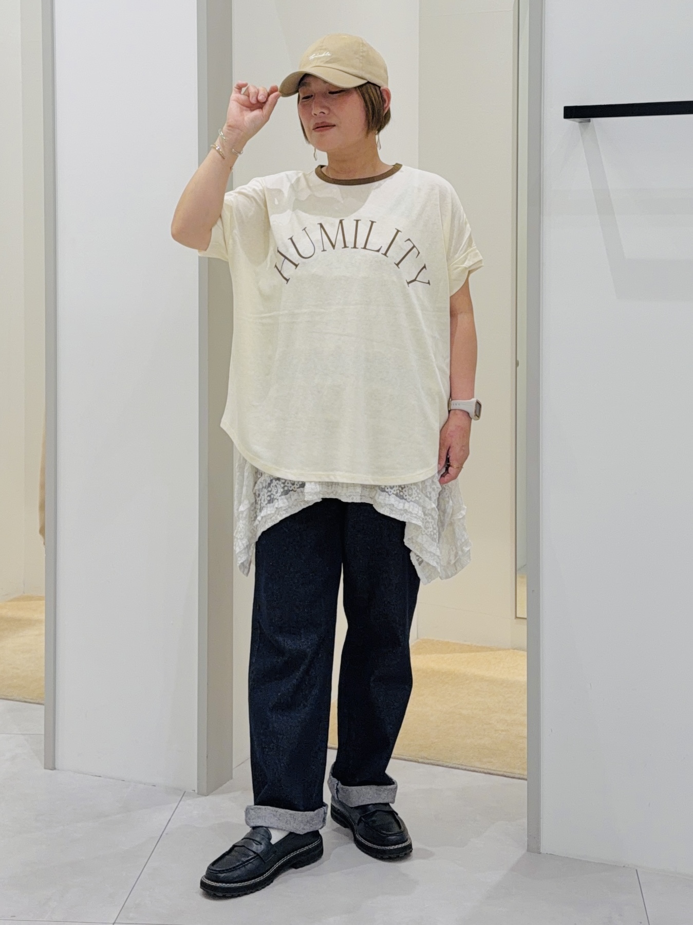タナさんの「THE SHOP TK｜リンガーロゴTシャツ」を使ったコーディネート