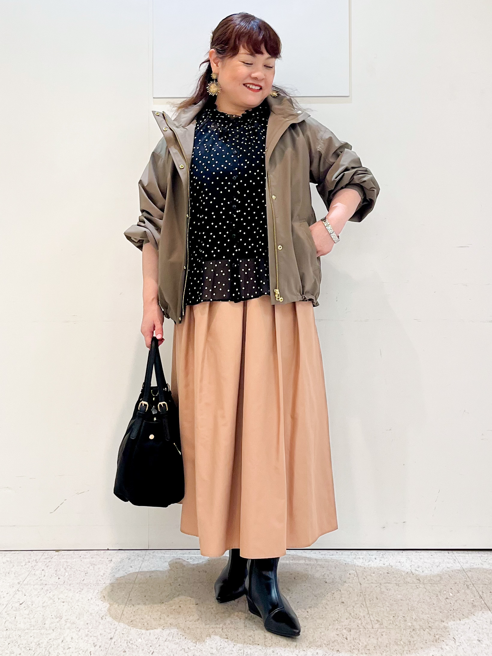 kimmyさんの「Reflect｜【セットアップ／手洗い可】ドット柄シアーブラウス」を使ったコーディネート