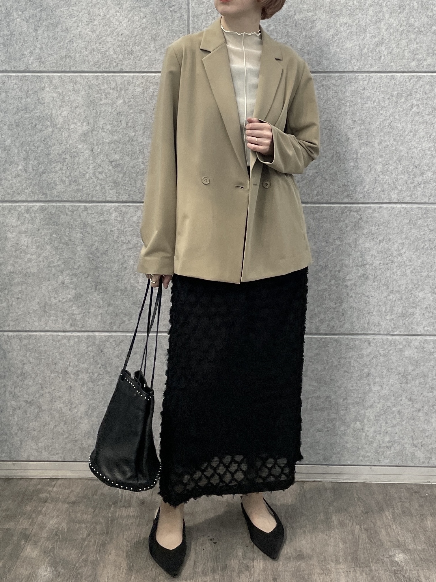 mikuさんの「INDIVI｜Comfy Set Up｜ダブルブレストイージージャケット【セットアップ対応／通勤／カセット服】」を使ったコーディネート