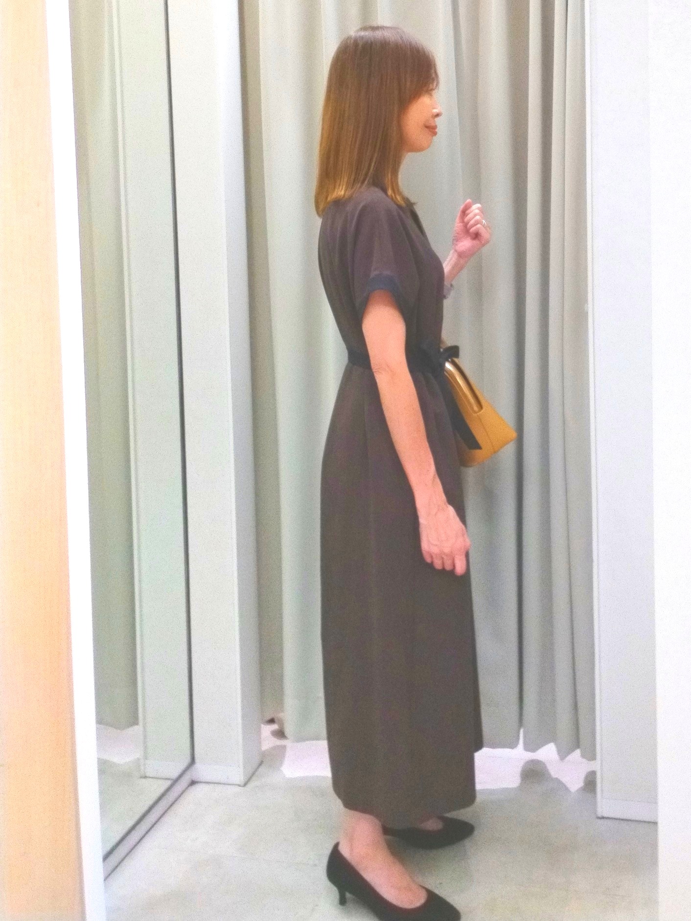 もりさんの「UNTITLED｜【接触冷感/UVカット/イージーケア】配色ラインワンピース」を使ったコーディネート