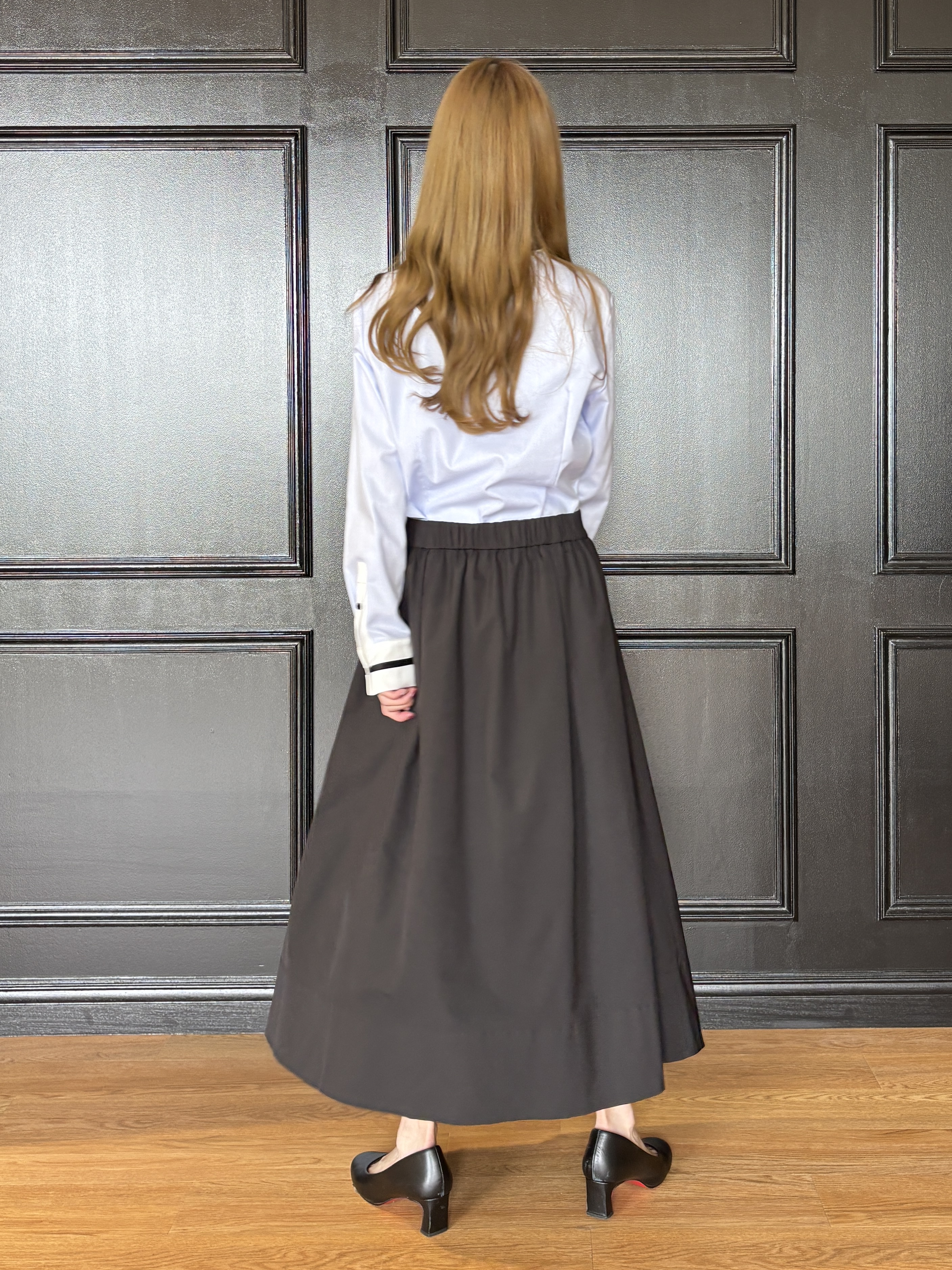 清水夏姫さんの「DRESSTERIOR｜【総ゴム仕様】タックボリュームスカート」を使ったコーディネート