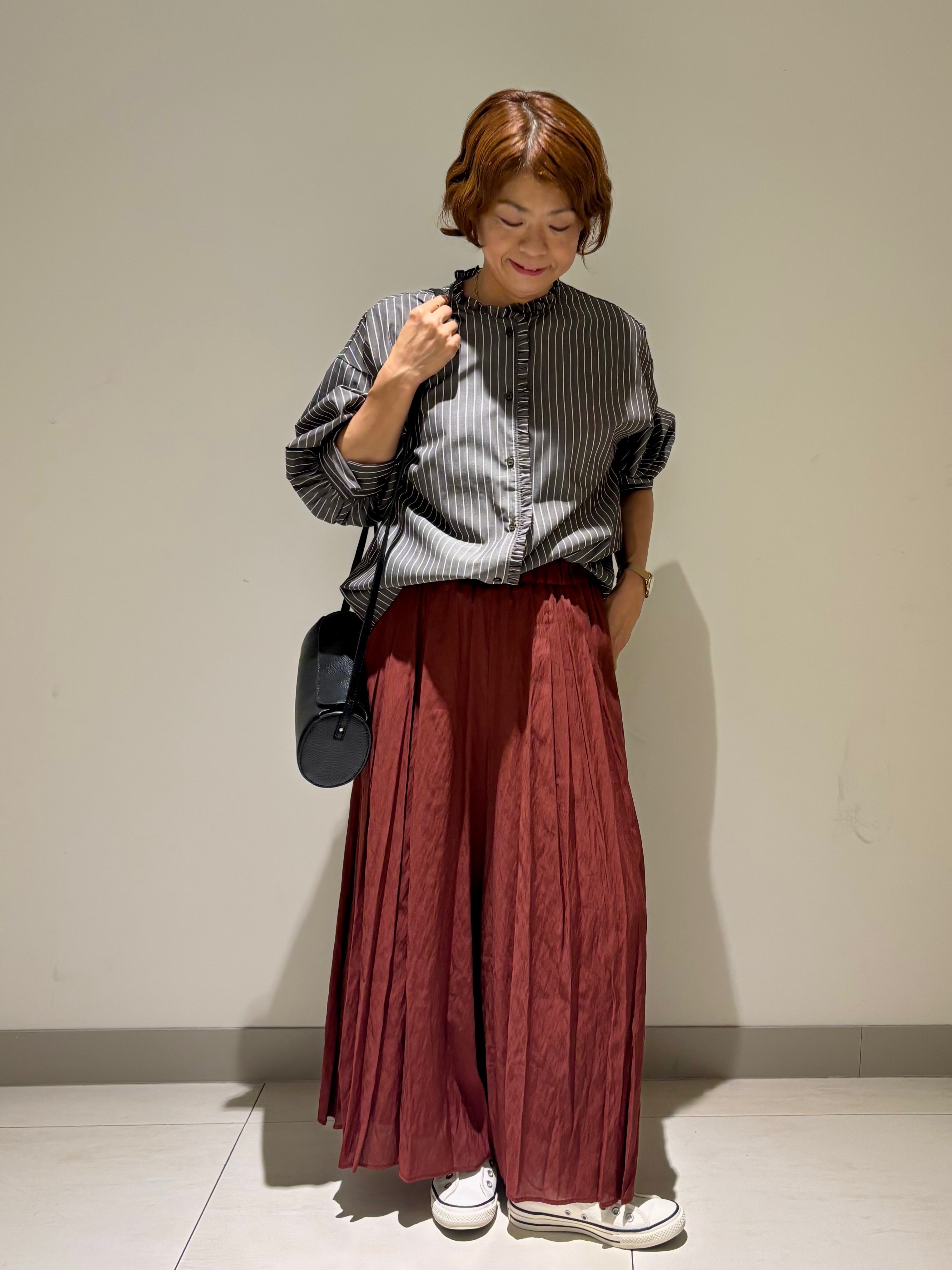 Haruさんの「Dessin｜【UVカット】ストライプフリルブラウス6分袖」を使ったコーディネート