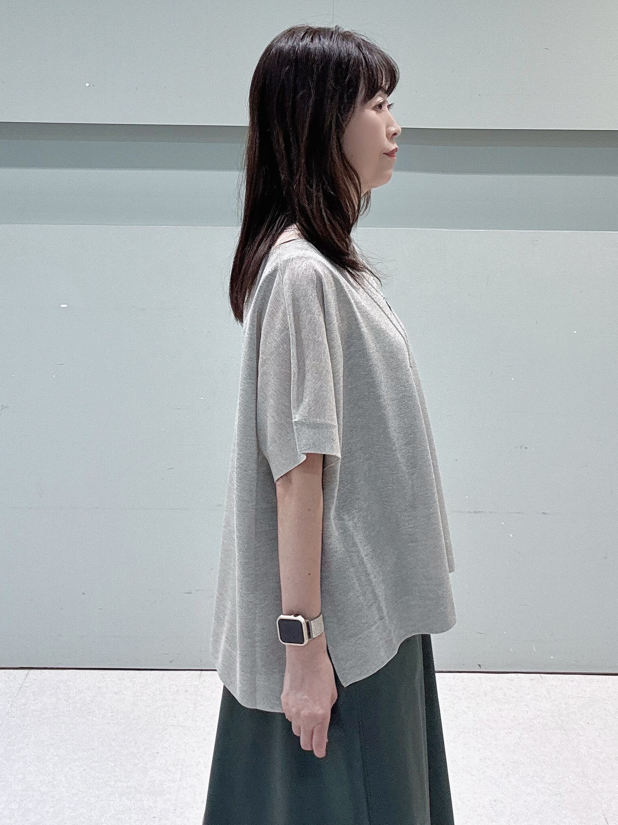 makiさんの「UNTITLED｜【アンサンブル可/品のある透け感】Tシャツ風ニットトップス」を使ったコーディネート
